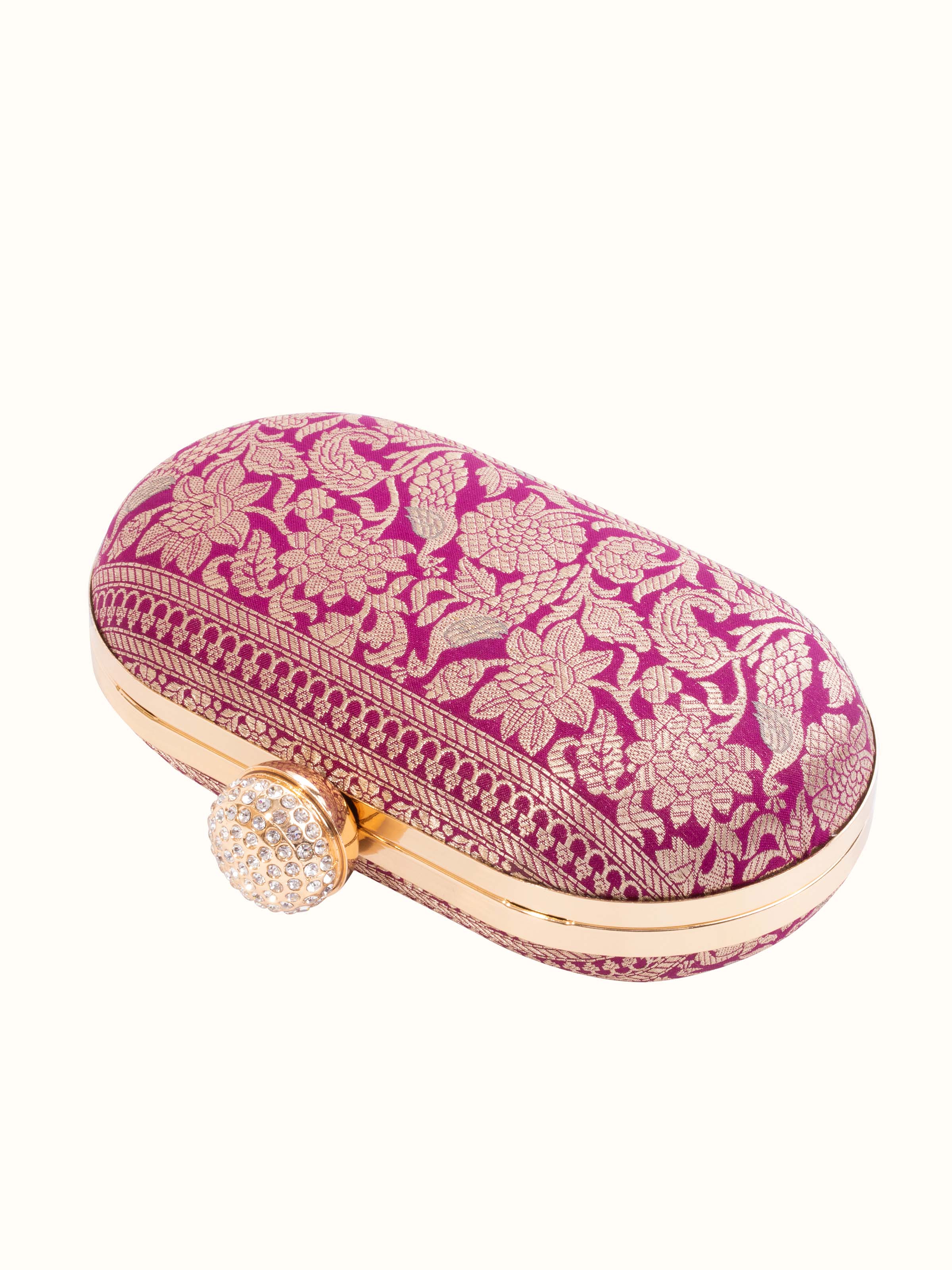 Red Handwoven Handwoven Brocade Clutch