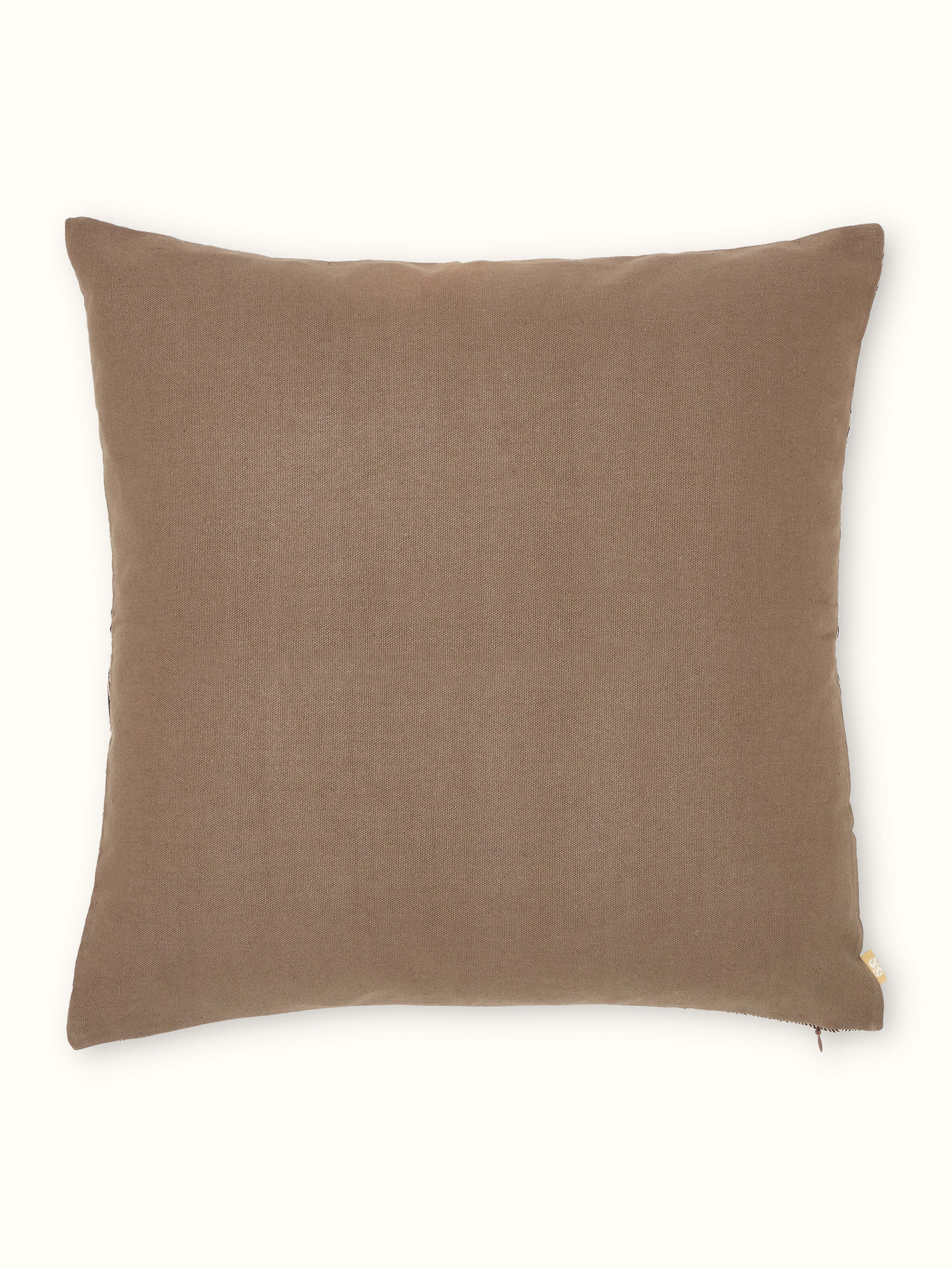 Parvat Brown Textured Silk Sanganeri Hand Block Printed Cushion Cover