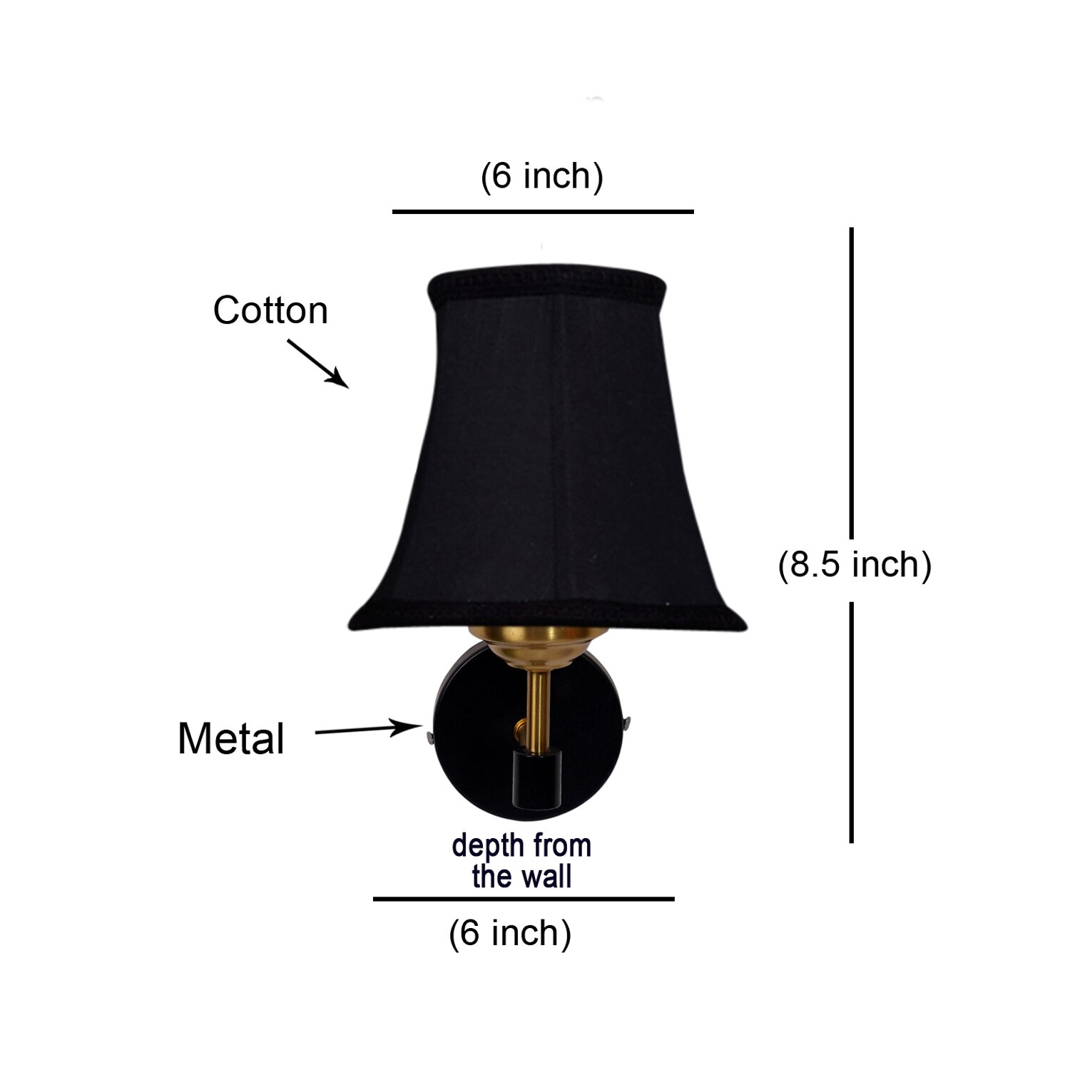 Devansh Gold Wall Mounted Lamp With Black Cotton Shade