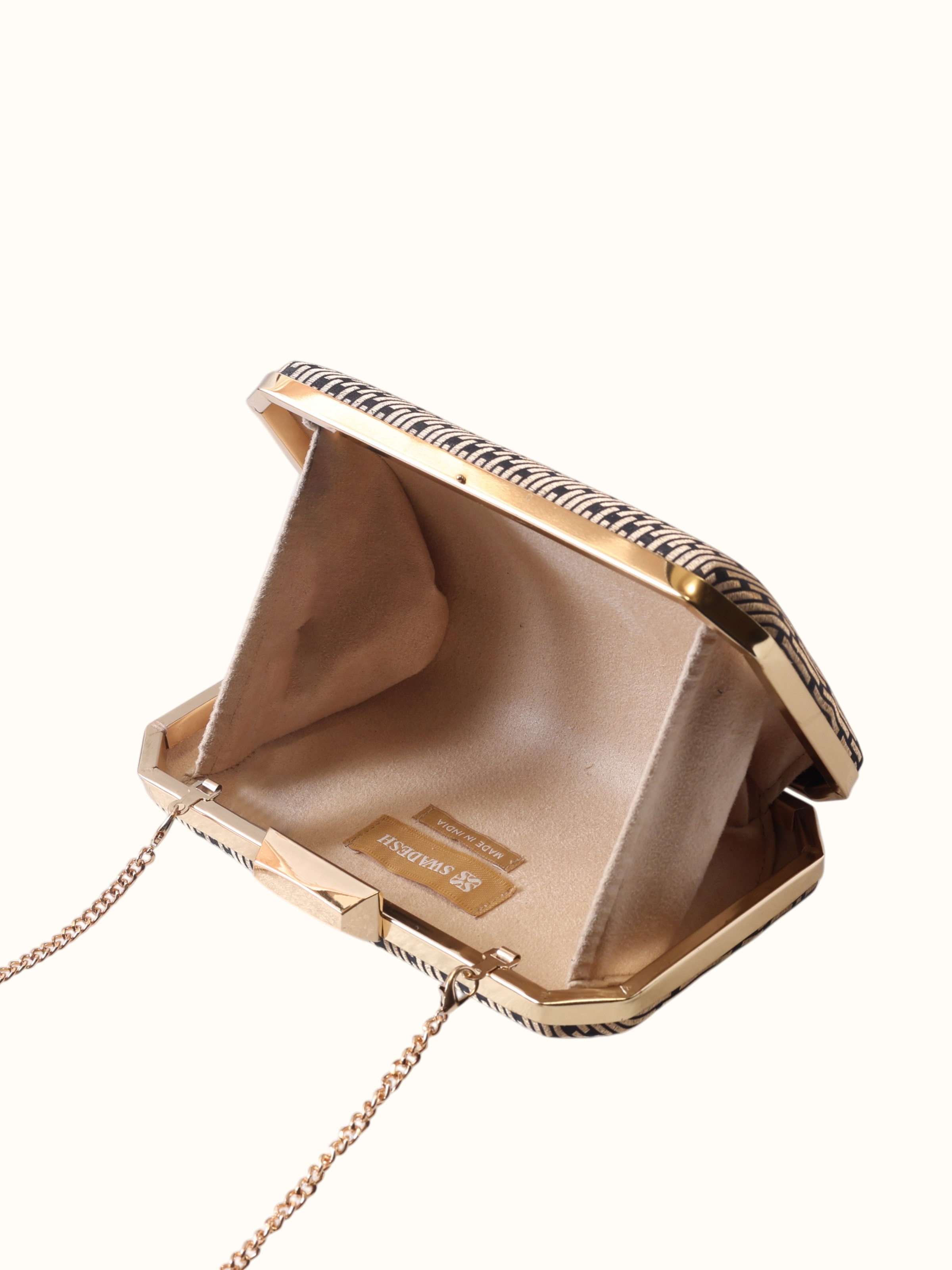 Black Banarasi Silk Box Clutch