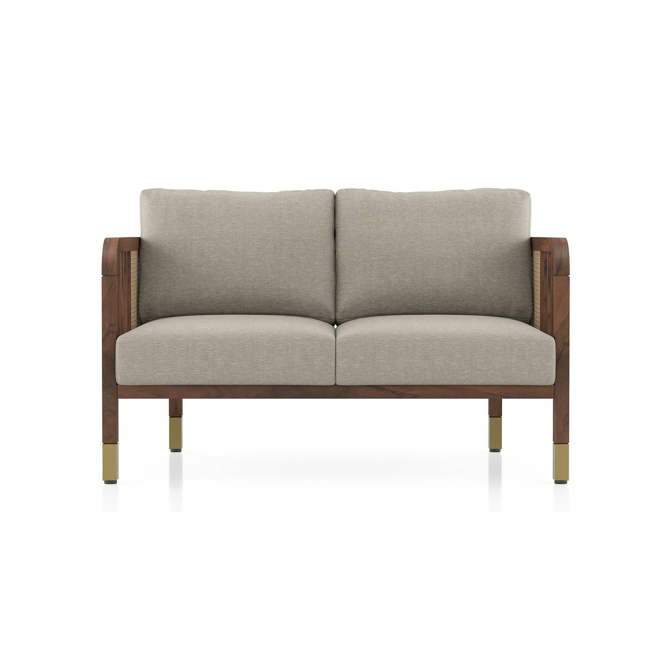Taran 2 Seater Wooden Sofa in Natural Herringbone Colour