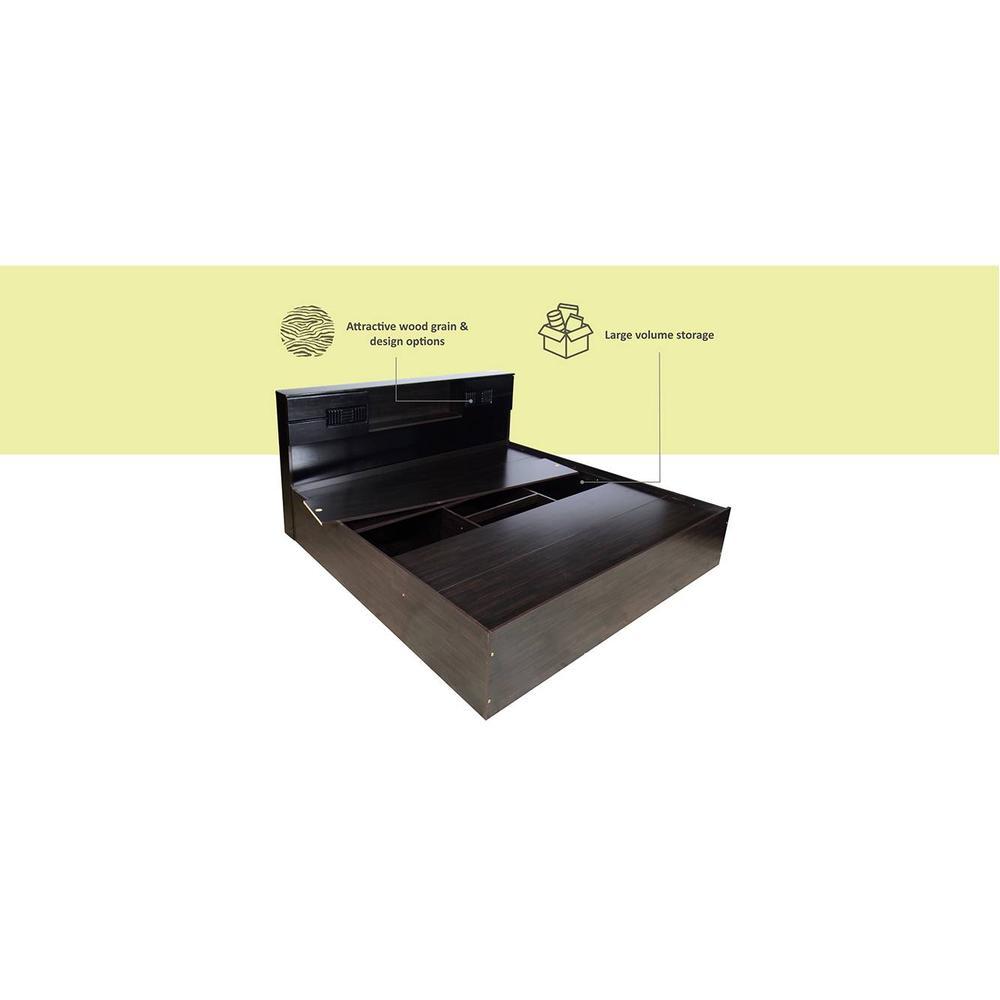 Adikia Solid Wood King Size Drawer Storage Bed In Melamine Finish