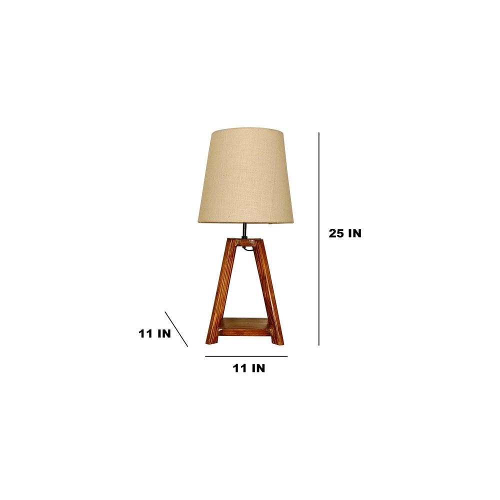 Charlotte Brown Wooden Table Lamp with White Jute Lampshade