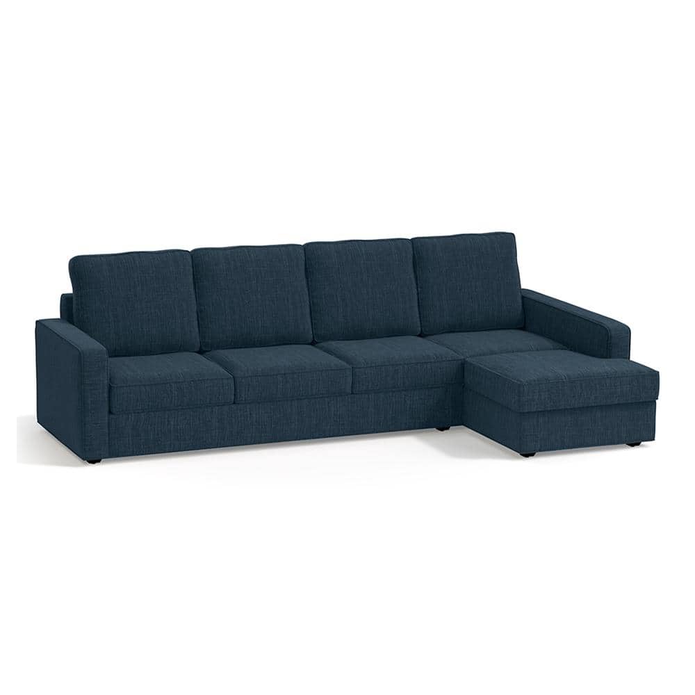 Apollo Sofa (Colour : Indigo Blue, Cushion : Soft, Back Type : High Back, Seating Capacity : Right Aligned 3 Seater + Right Aligned Chaise)