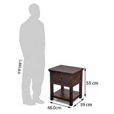 Snooze Solid Wood Bedside Table in Mahogany Finish