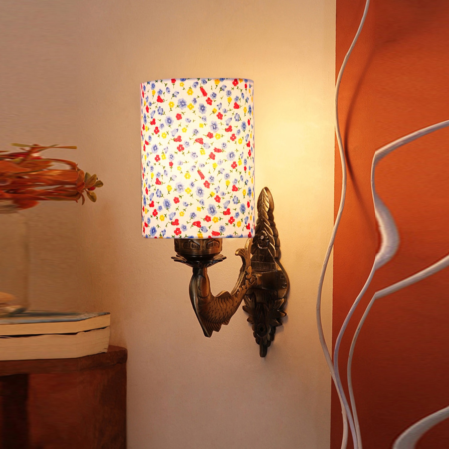 Devansh Metal Electric Wall Light in Antique Gold Colour with Multi Shade Count of 1 Light - Devansh
