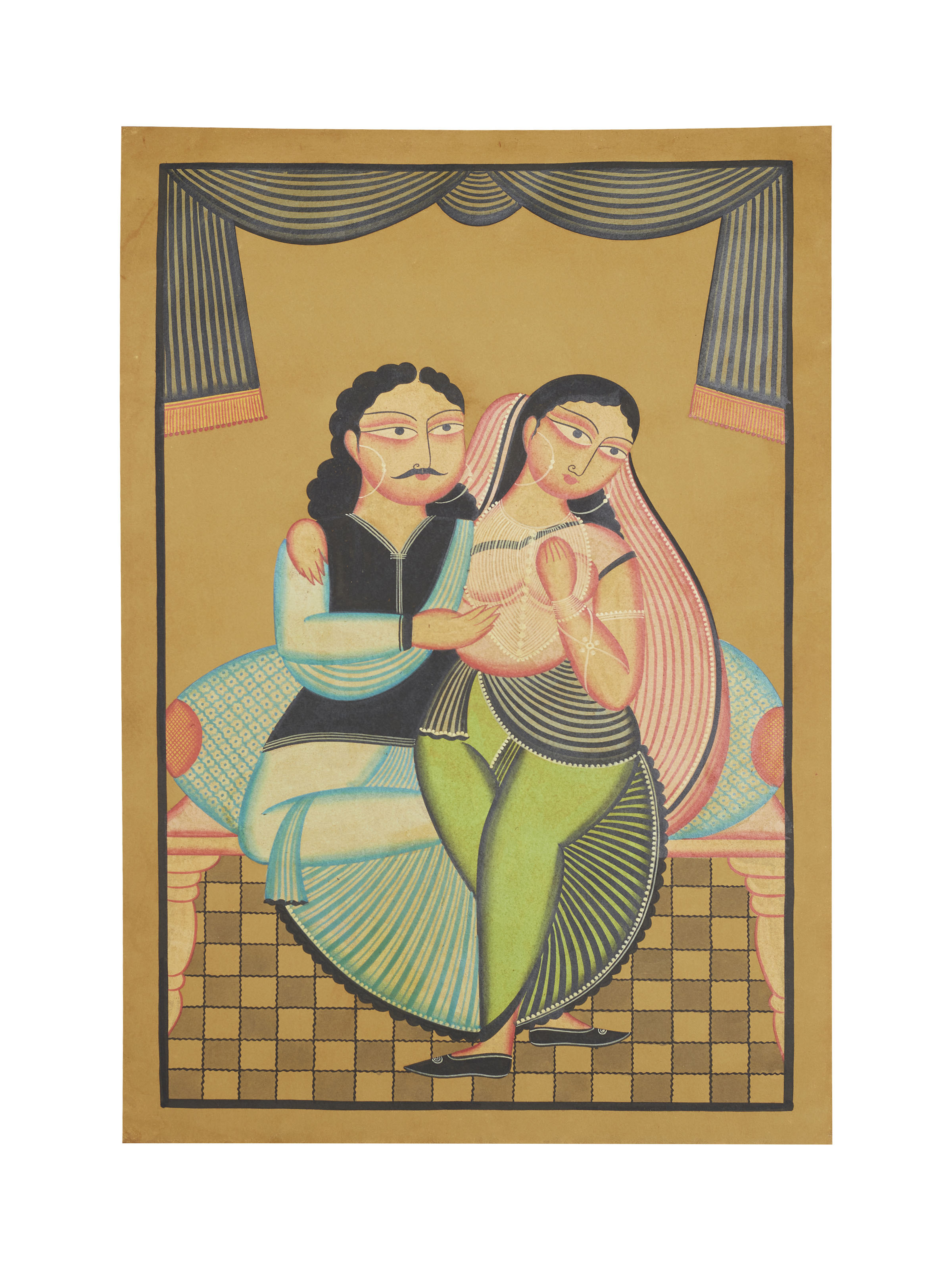 Front view of Babu Bibi Kalighat Painting