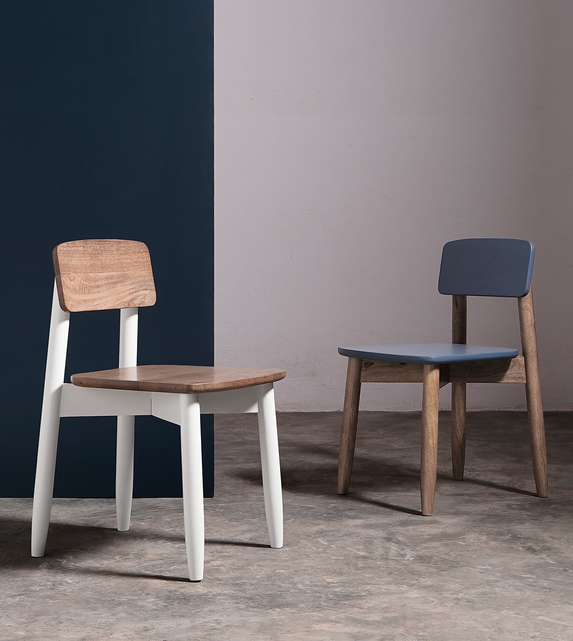 Rota Solid Wood Dining Chair in Blue Colour - Woodenmood
