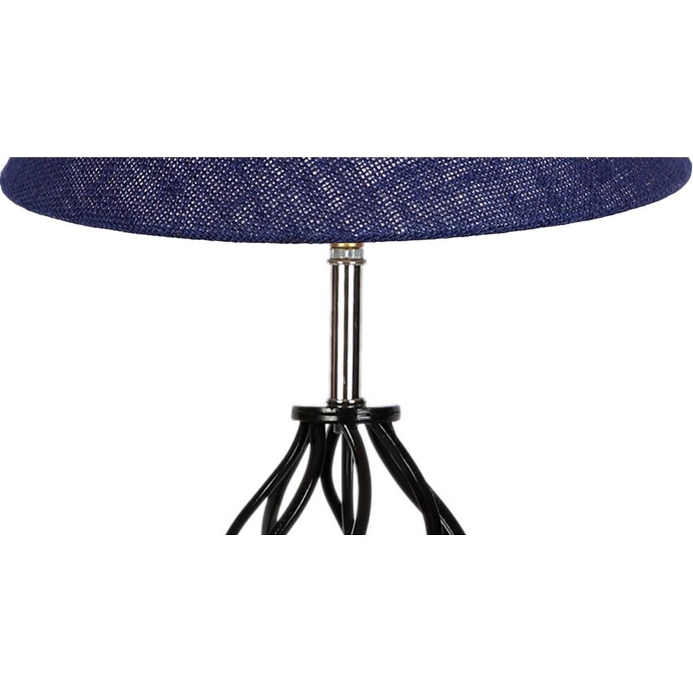 Joanna Blue Jute Table lamp with Wood & Iron Base
