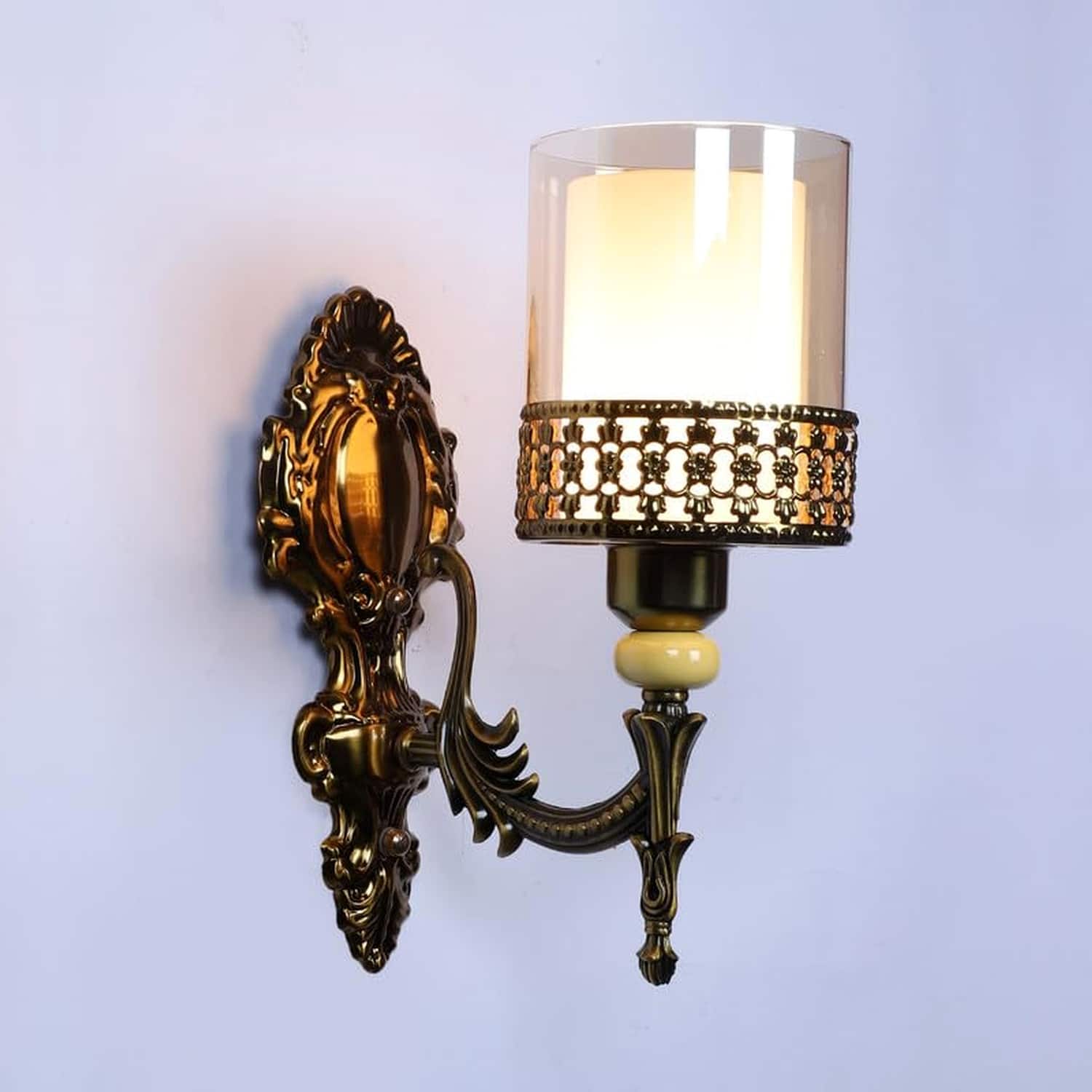 Eliante Glimmera Antique Gold Iron Wall Light With E27 Holder In Antique Gold Colour