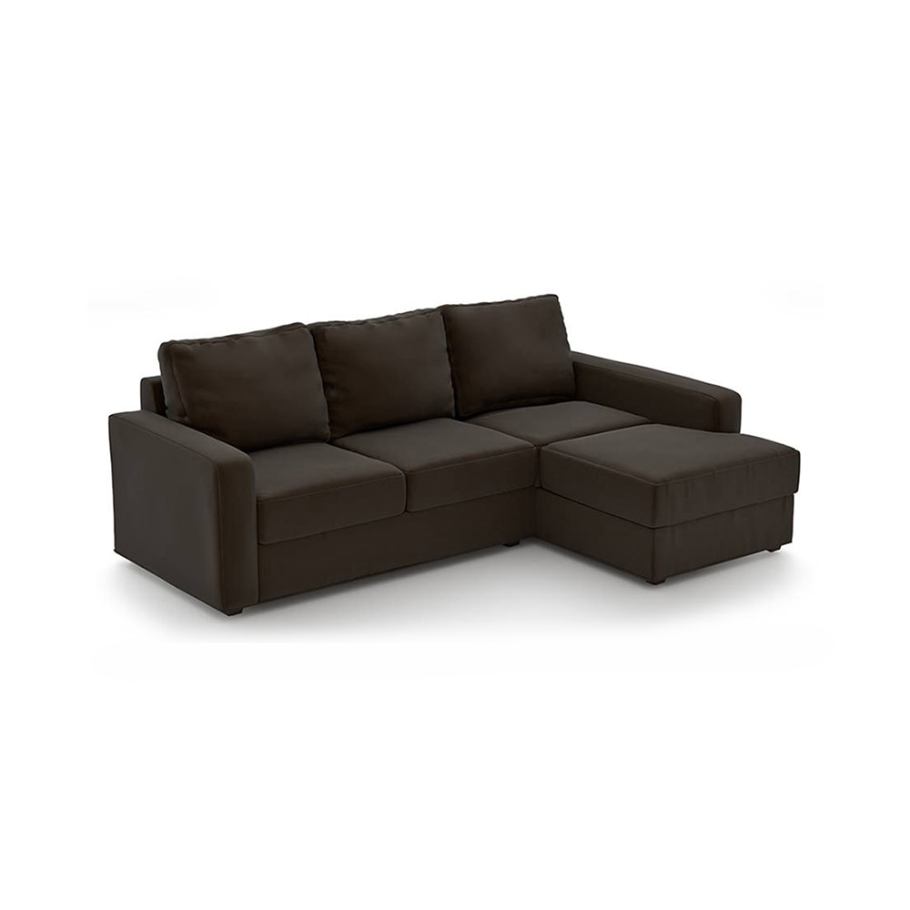 Apollo Sofa (Colour : Chocolate, Cushion : Hard, Seating Capacity : Right Aligned 2 Seater + Right Aligned Chaise + Ottoman)