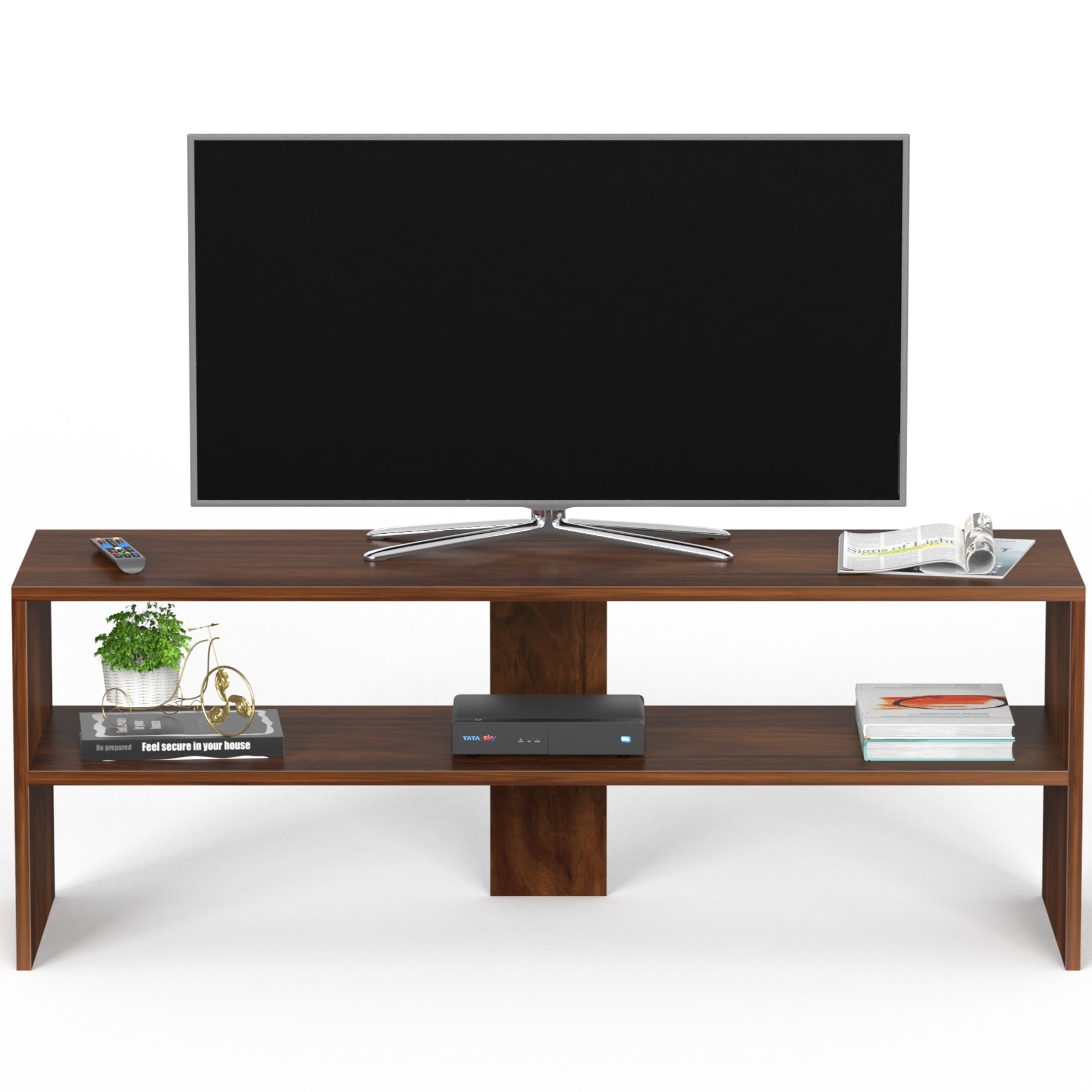 BLUEWUD Oliver Engineering Wood Floor Standing tv Unit for Living Room Set Top Box Stand/TV Cabinet Panel for Living Room with Shelves.