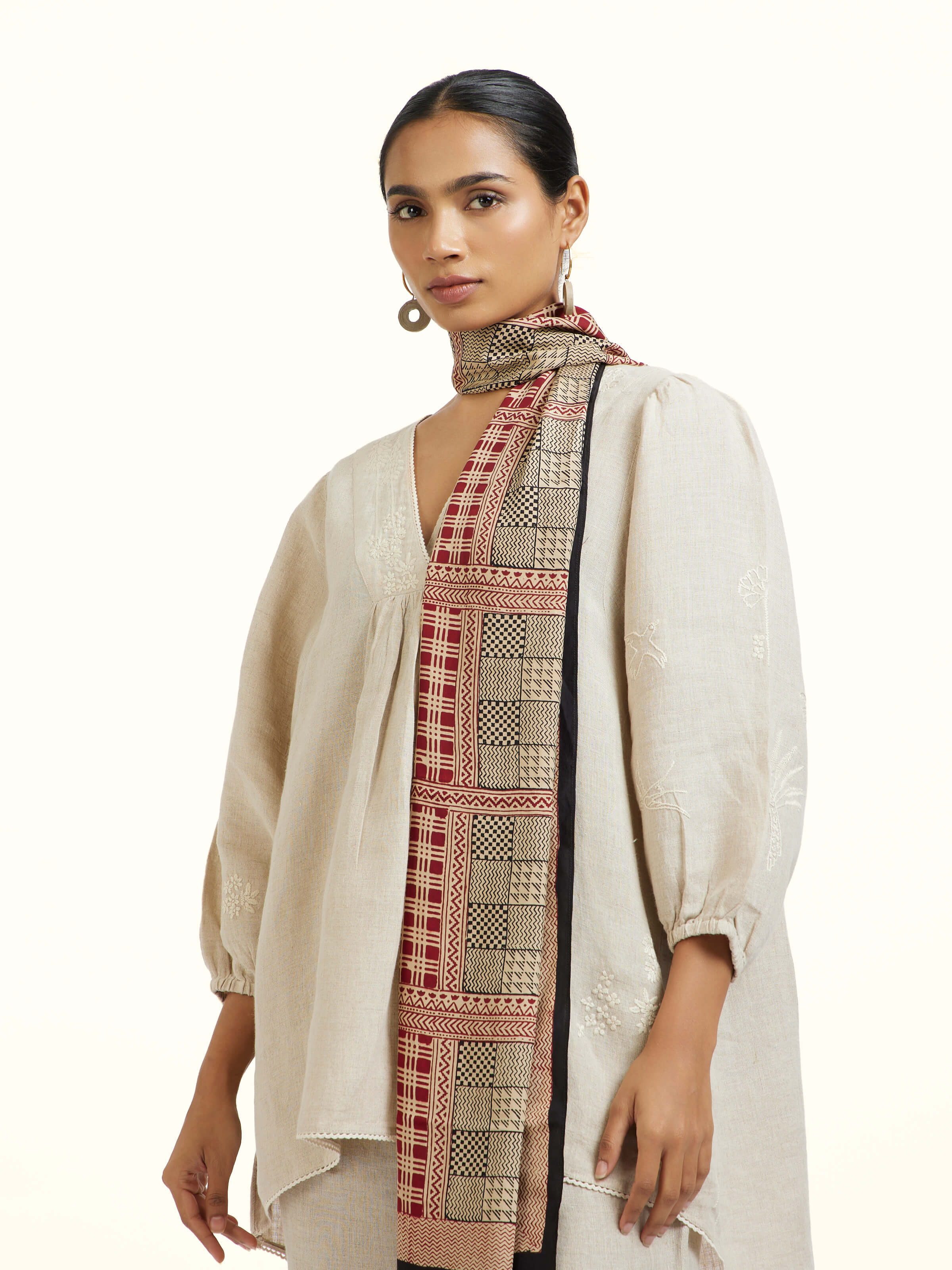 Rust Silk Bagh Hand Block Printed Stole