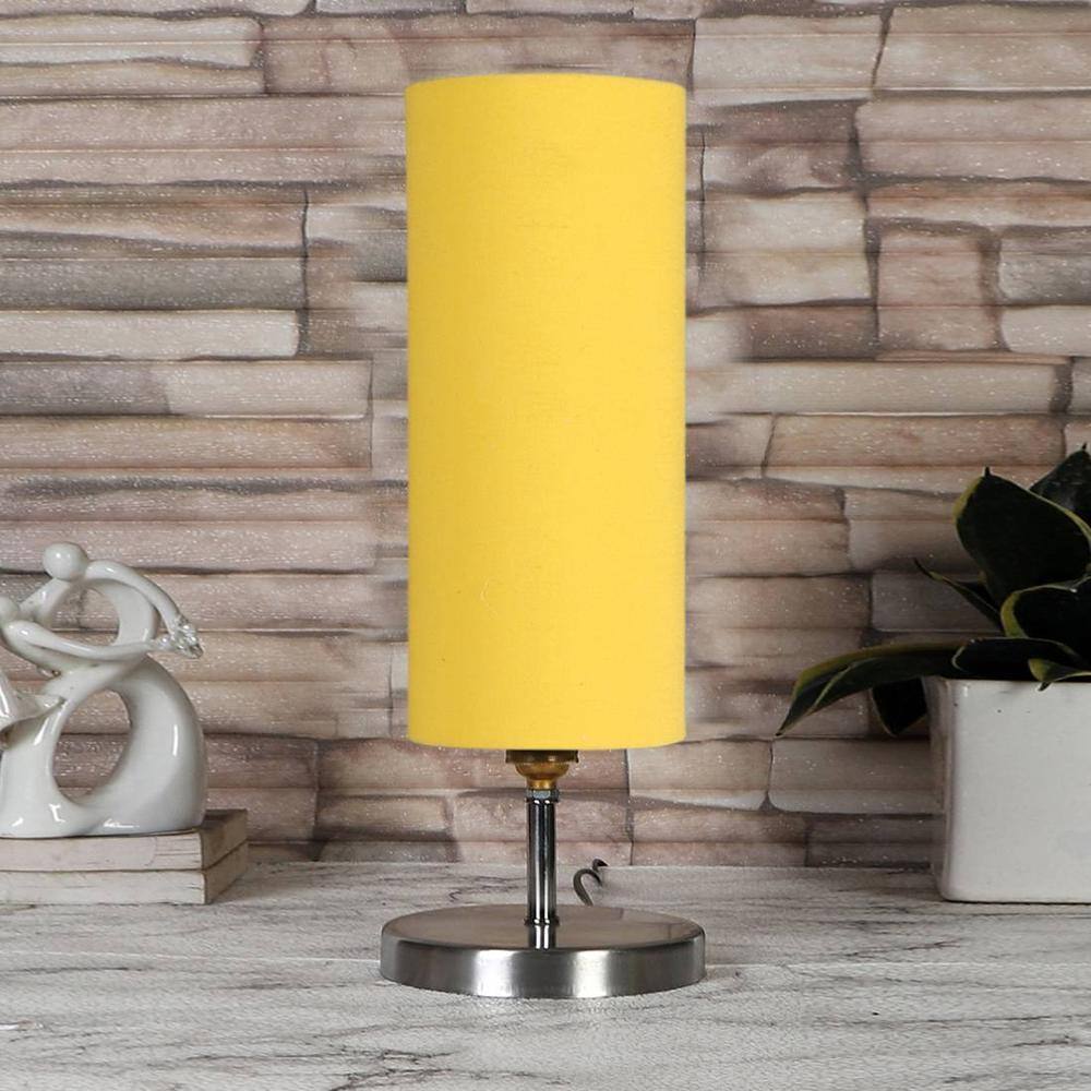 Yellow cotton table lamp with Steel Base -44