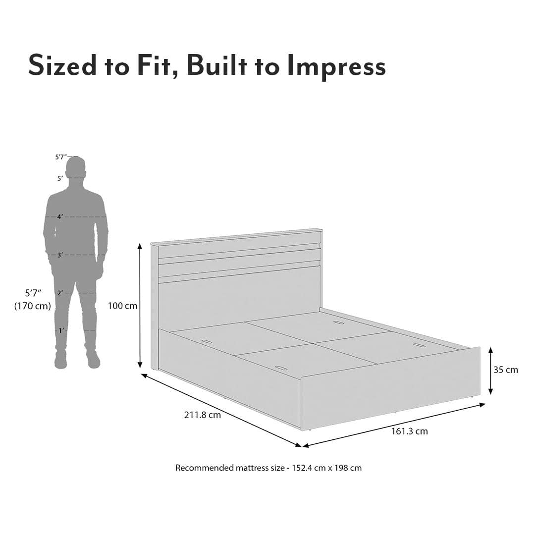 Rodrigues Queen Box Storage Bed in Rolex Brown Finish