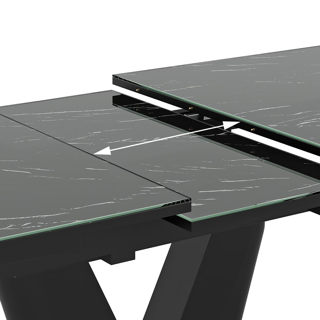 Caribu 6 to 8 Extendable Dining Table, Finish-Black marble color High Gloss with Set of 6 Casey Swivel Dining Chair in Dual Tone