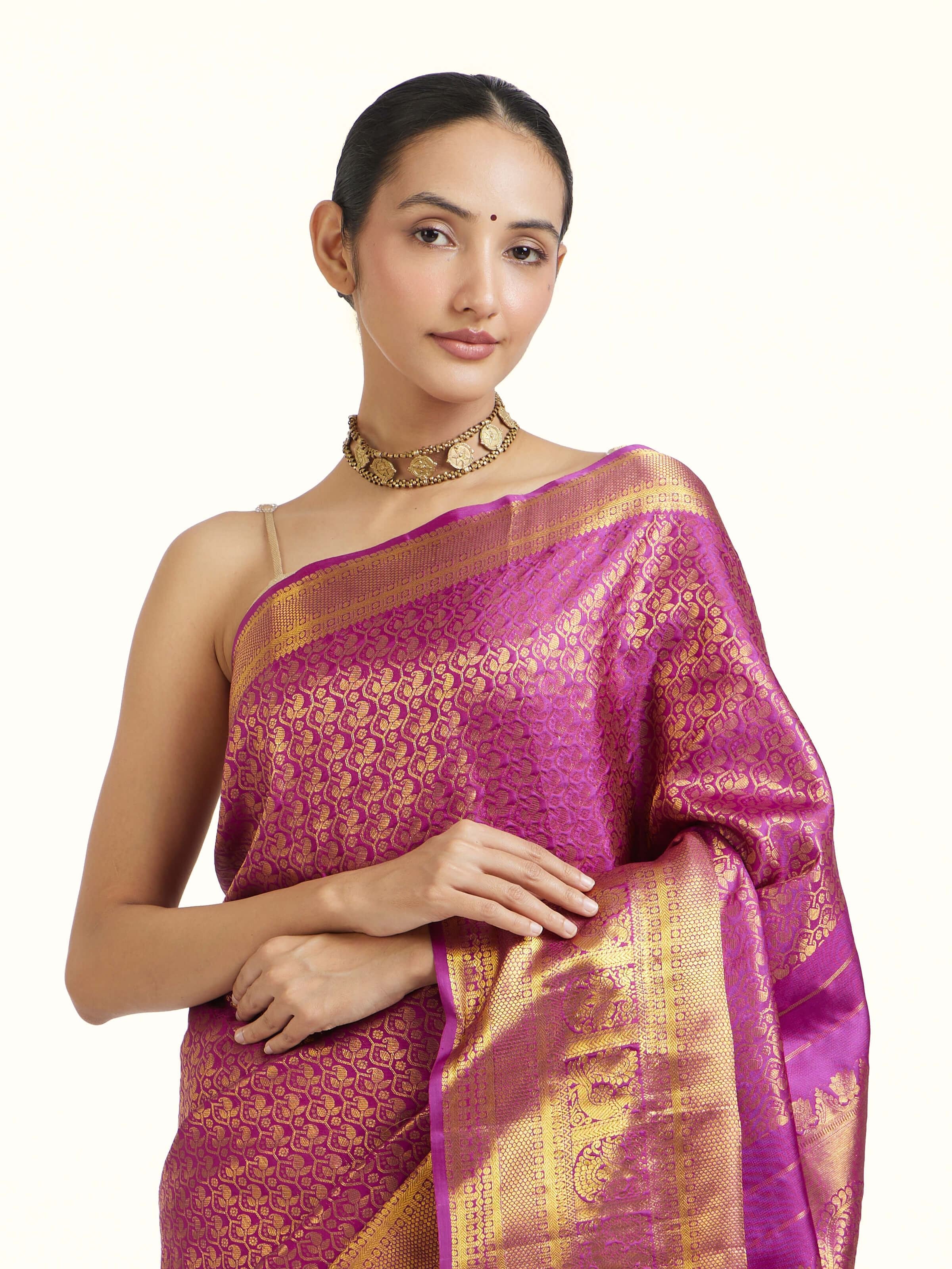 Majenta Silk Handloom Zari Saree