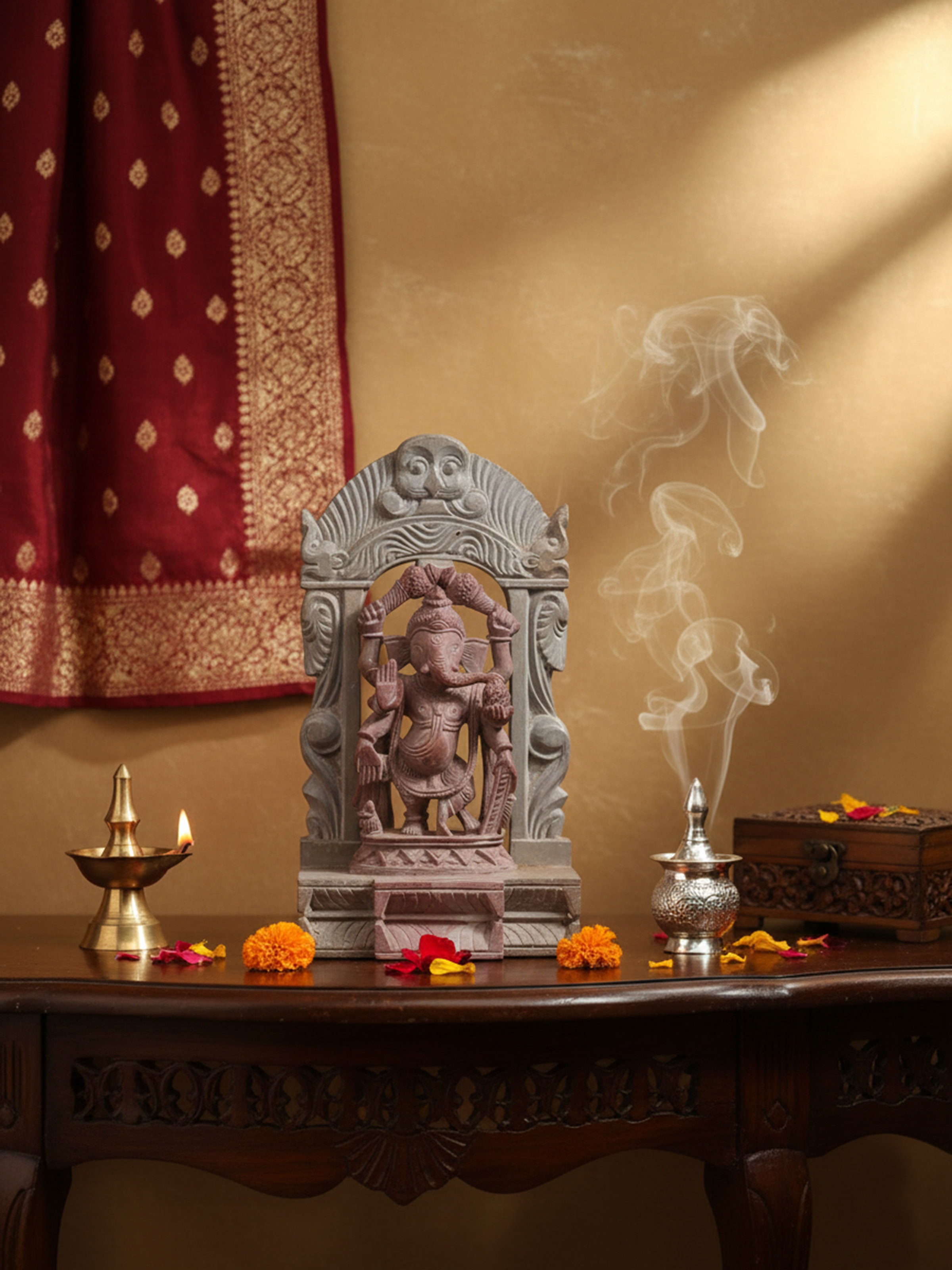 Stone Carved Ganesha Idol