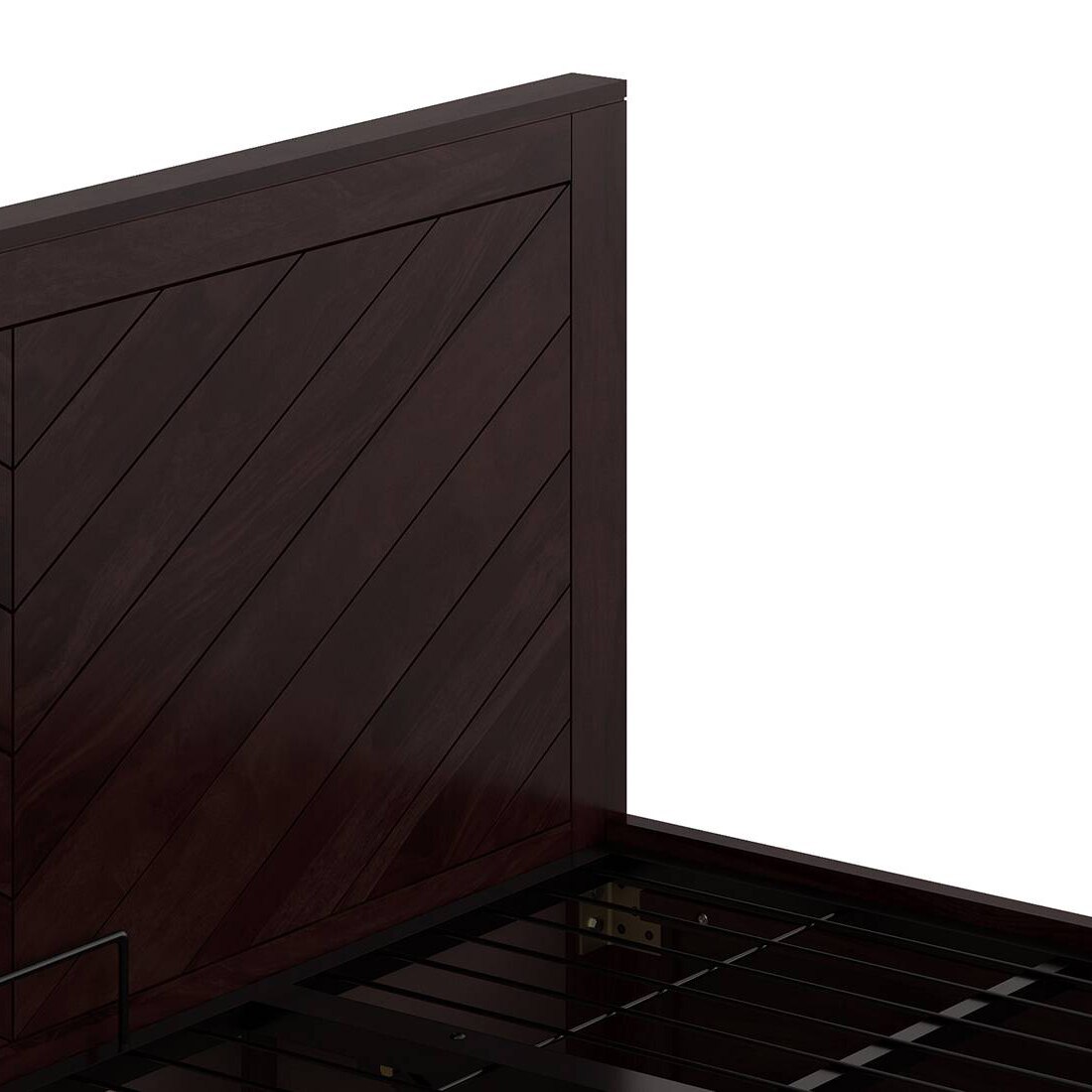 Almaya Solid Wood Queen Size Hydraulic Storage Bed In Mahogany Finish