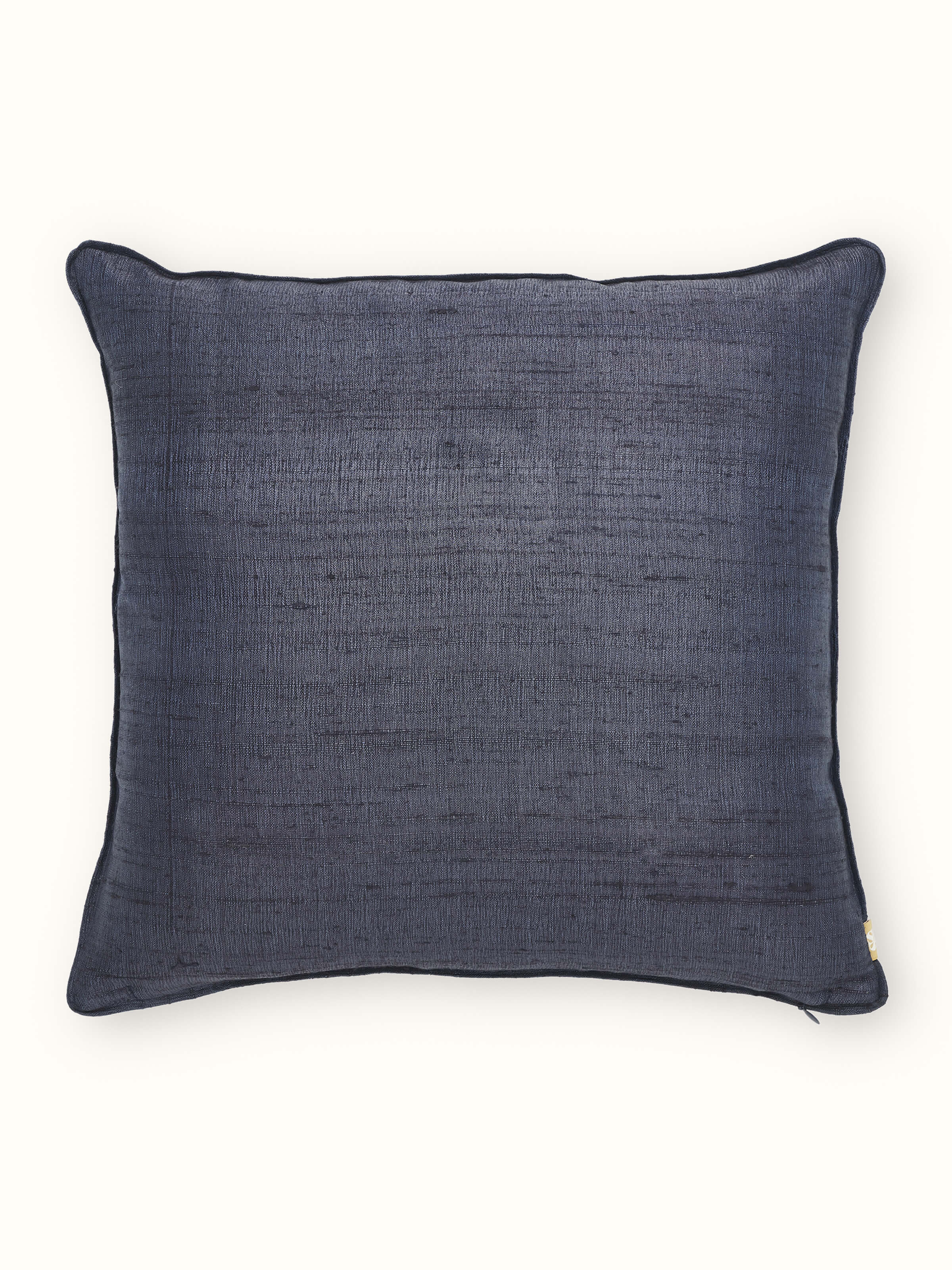 Alankar Dark Blue Paisley Silk Zardozi Hand Embroidered Cushion Cover