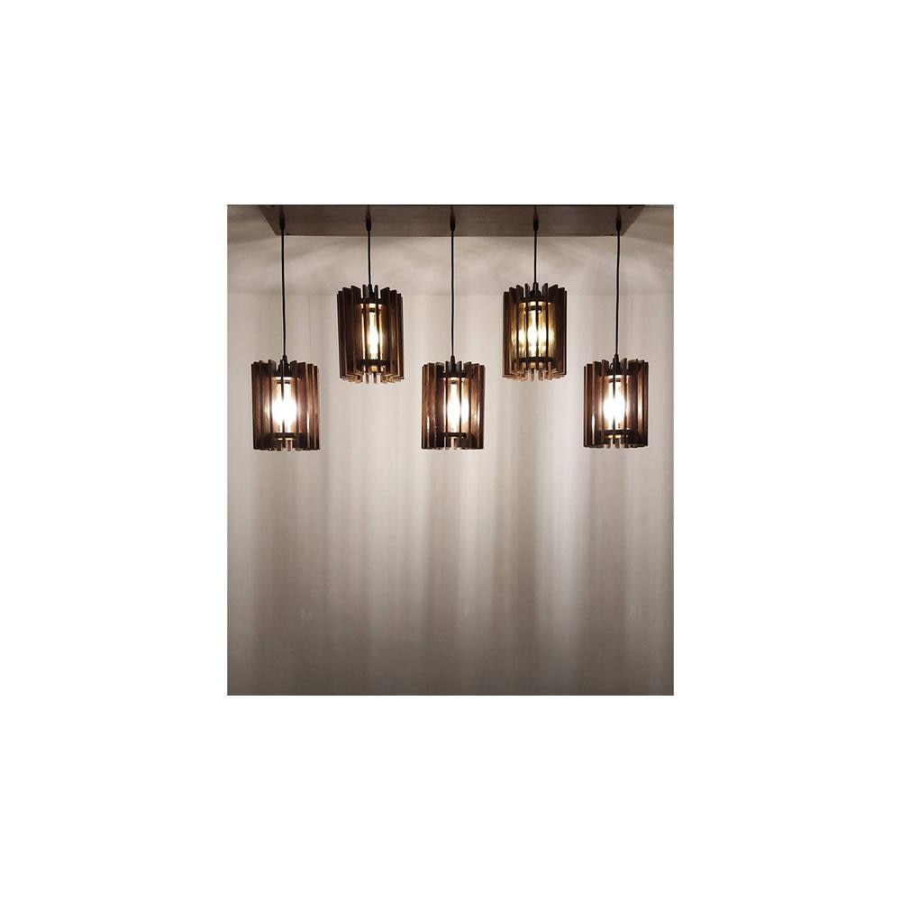Ventus 5 Series Brown Solid Wood Cluster Hanging Light