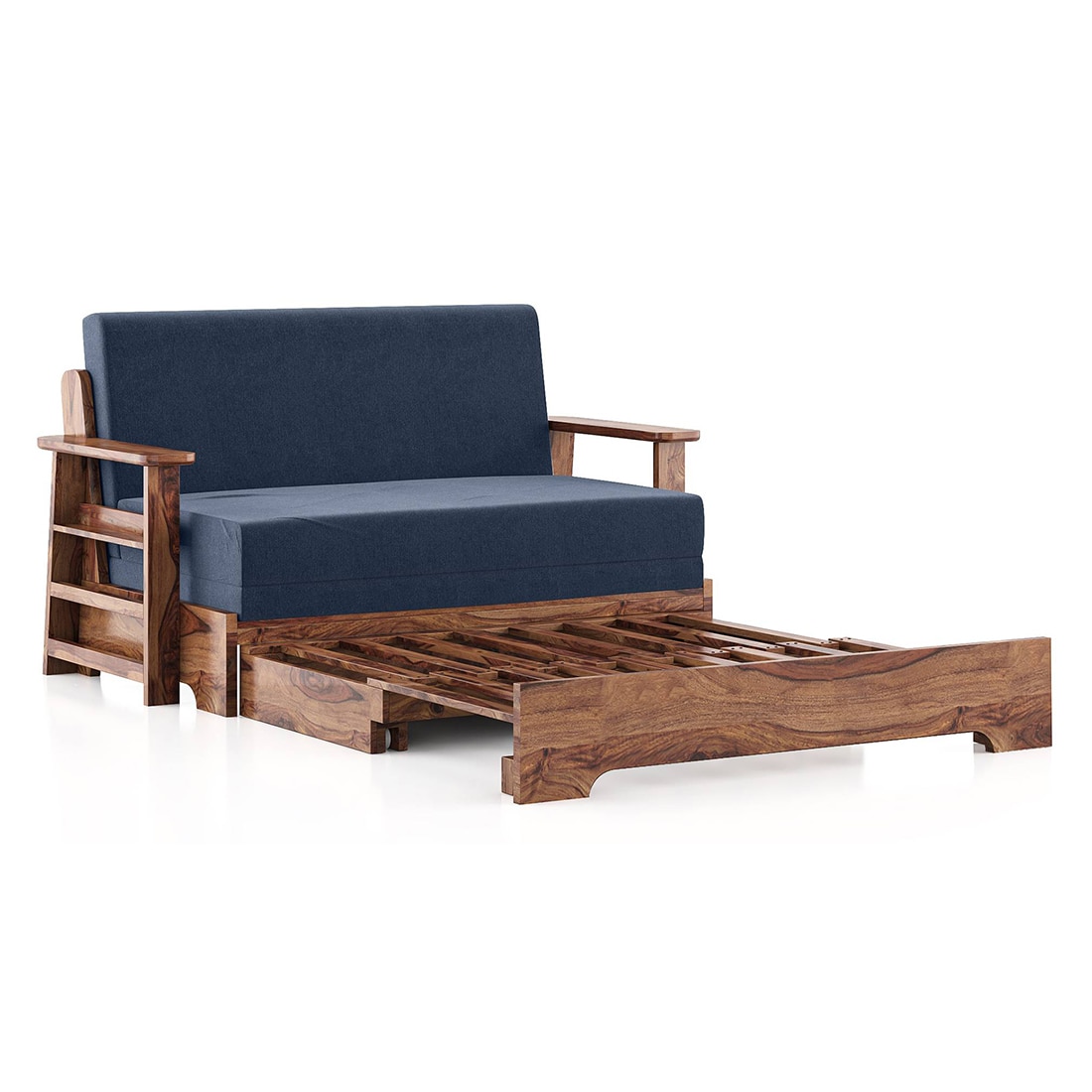 Mahim Compact 3 Seater Sofa cum Bed in Lapis Blue Colour With Storage