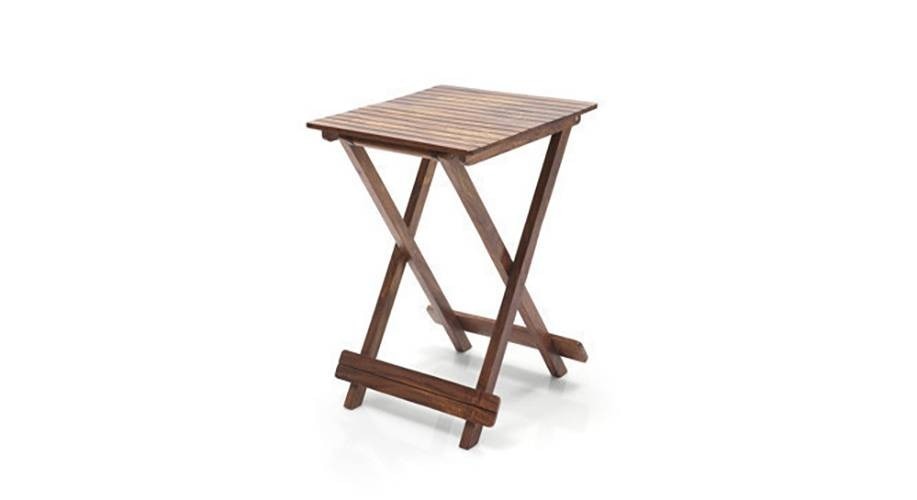 Latt Folding Table-Stool Tall Teak Finish