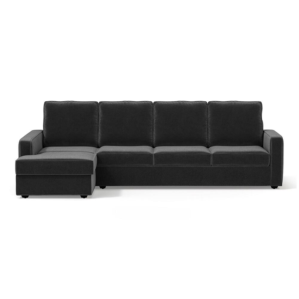 Apollo Compact Sofa (Colour : Pebble Grey, Cushion : Hard, Back Type : High Back, Seating Capacity : Left Aligned 3 Seater + Left Aligned Chaise) - Urban Ladder