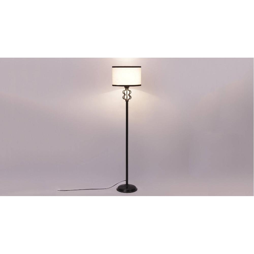 Amber Multicolour Fabric Floor Lamp with Black Iron Base