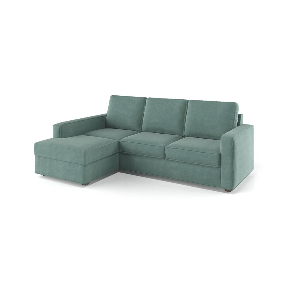 Apollo Fabric Sectional Sofa (Colour : Dusty Turquoise Velvet, Cushion : Hard, Back Type : Regular, Seating Capacity : Left Aligned 2 Seater + Left Aligned Chaise)
