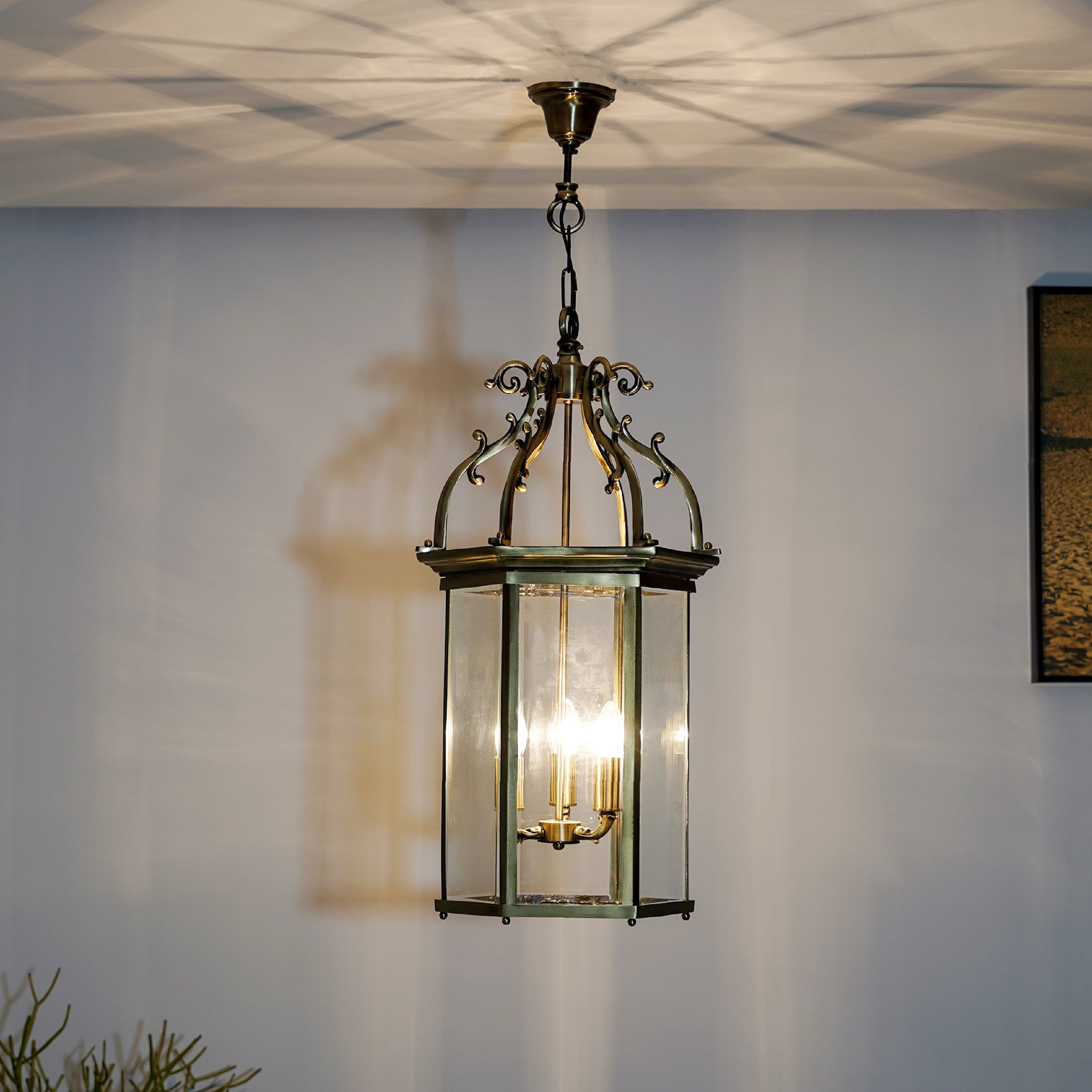 Moorgate 3 Light Dual Mount Ceiling Pendant in Antique Brass