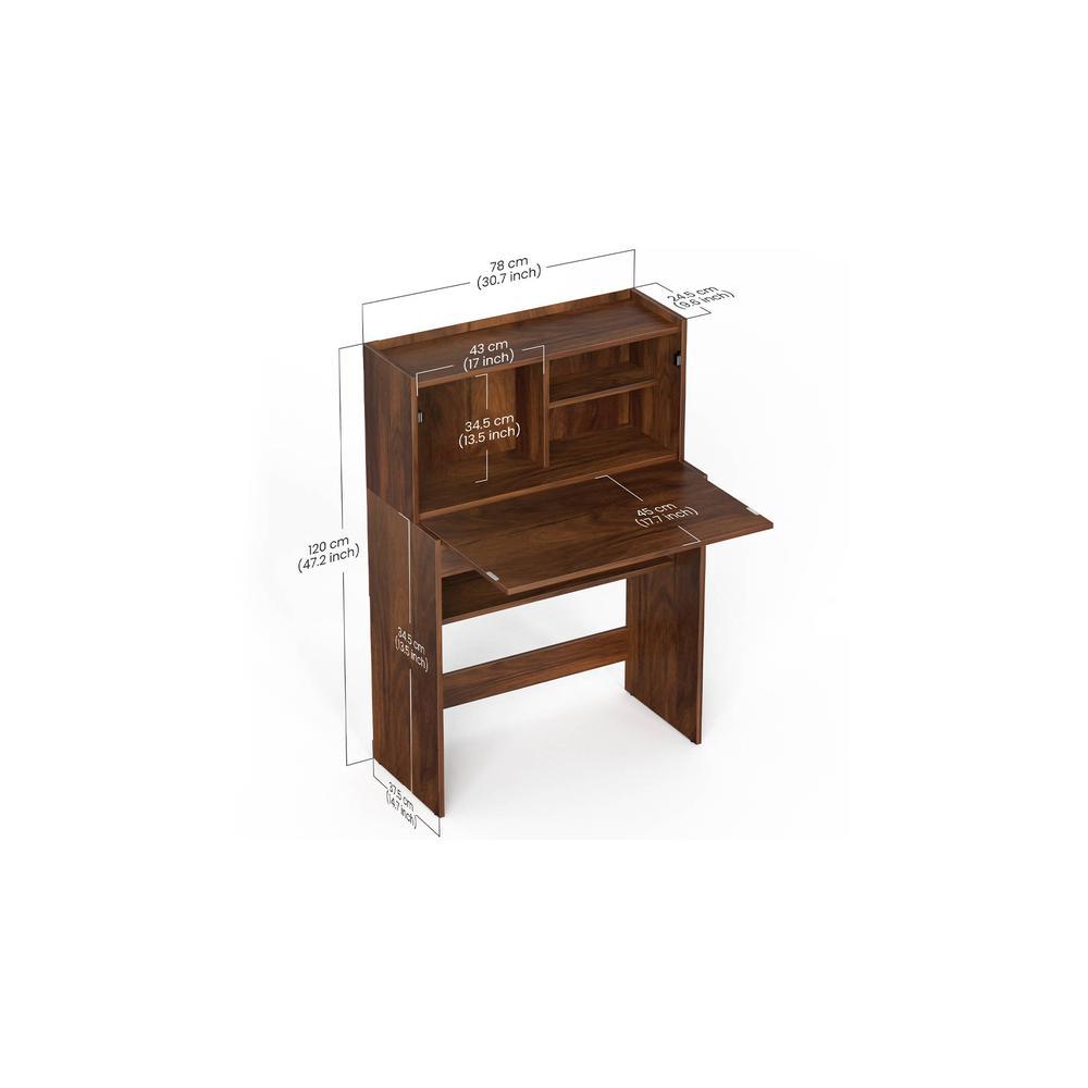 Karmiya Engineered Wood Study and Computer Laptop Table for Home or Office, WFH Desk, with Multiple Storage Shelves for Books and Décor Display for Adults Kids Students (Brown Maple)