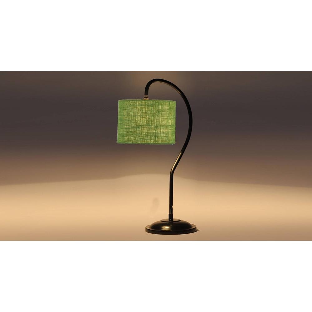 Green Jute Curvy table lamp with Iron Base (SP16)