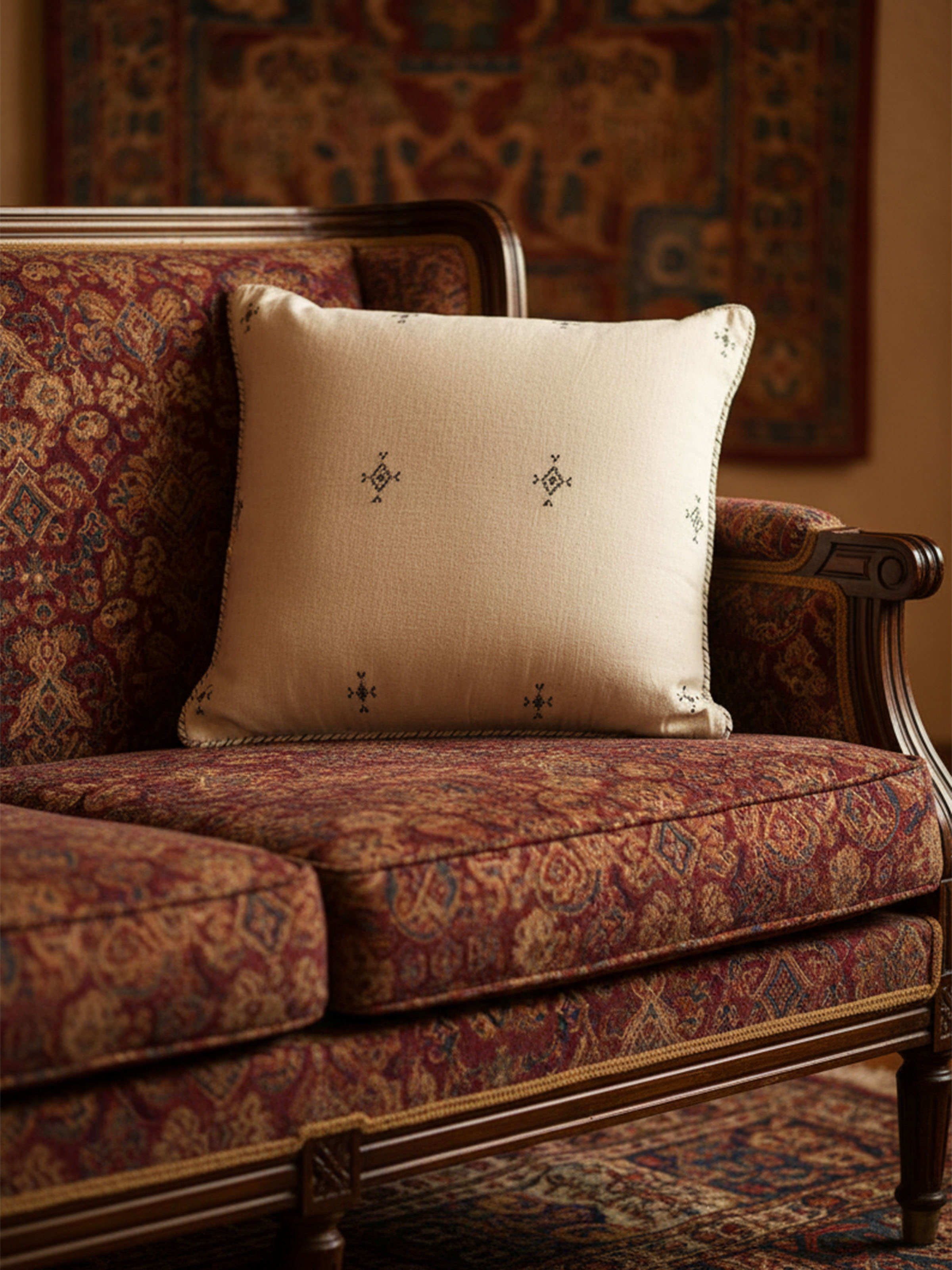 Folk Geo Hand Embroidered Cushion Cover