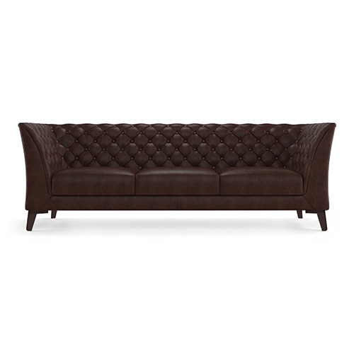 Weston 3 Seater Half Leather Sofa in Chocolate Colour