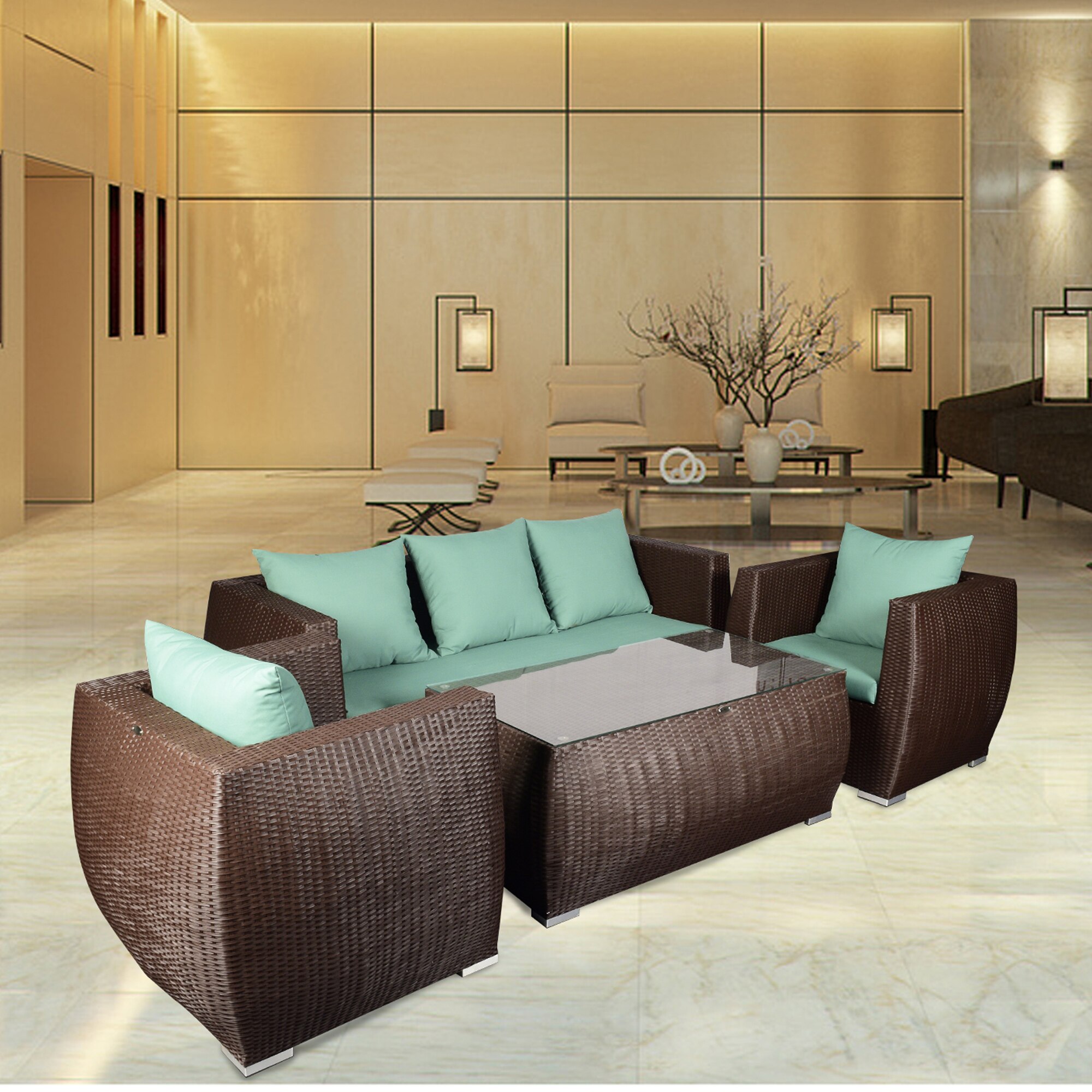 Nantes 3+1+1 Seater Wicker Sofa Set in Brown Colour