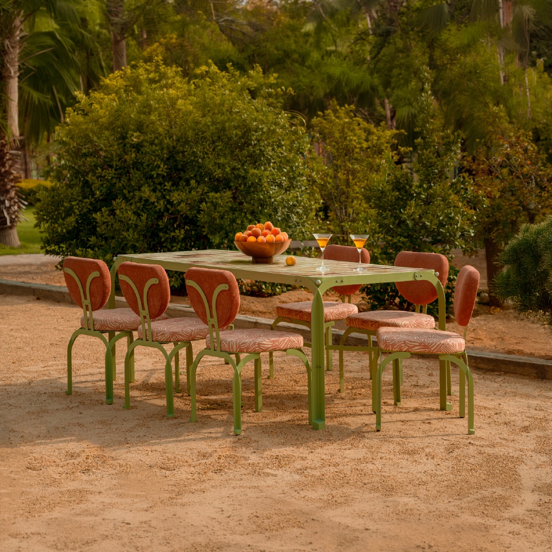 Dastoori Ceramic Tile Outdoor Dining Table in Beige Colour - Orange Tree