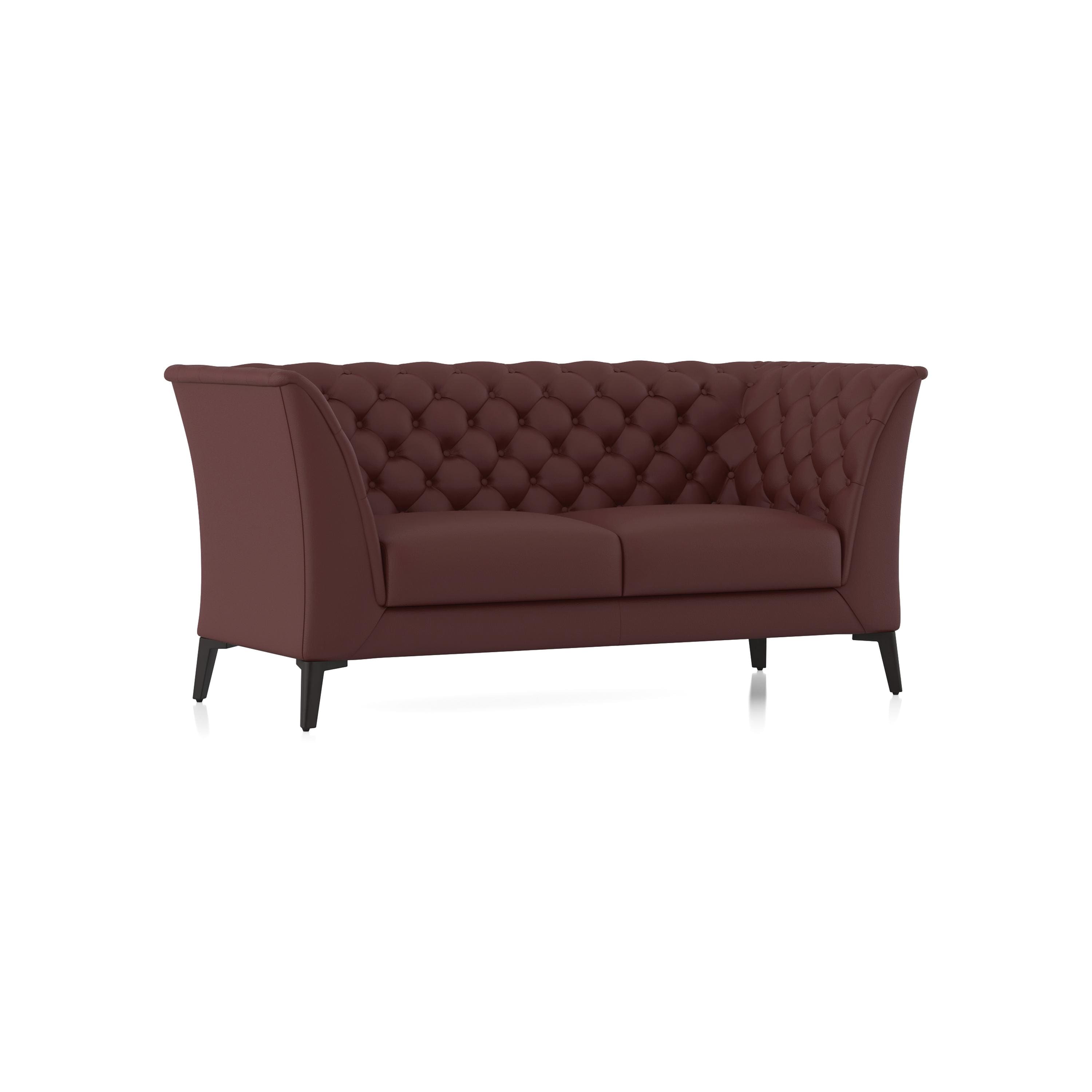 Weston 2 Seater Half Leather Sofa In Bordeaux Italian Leather