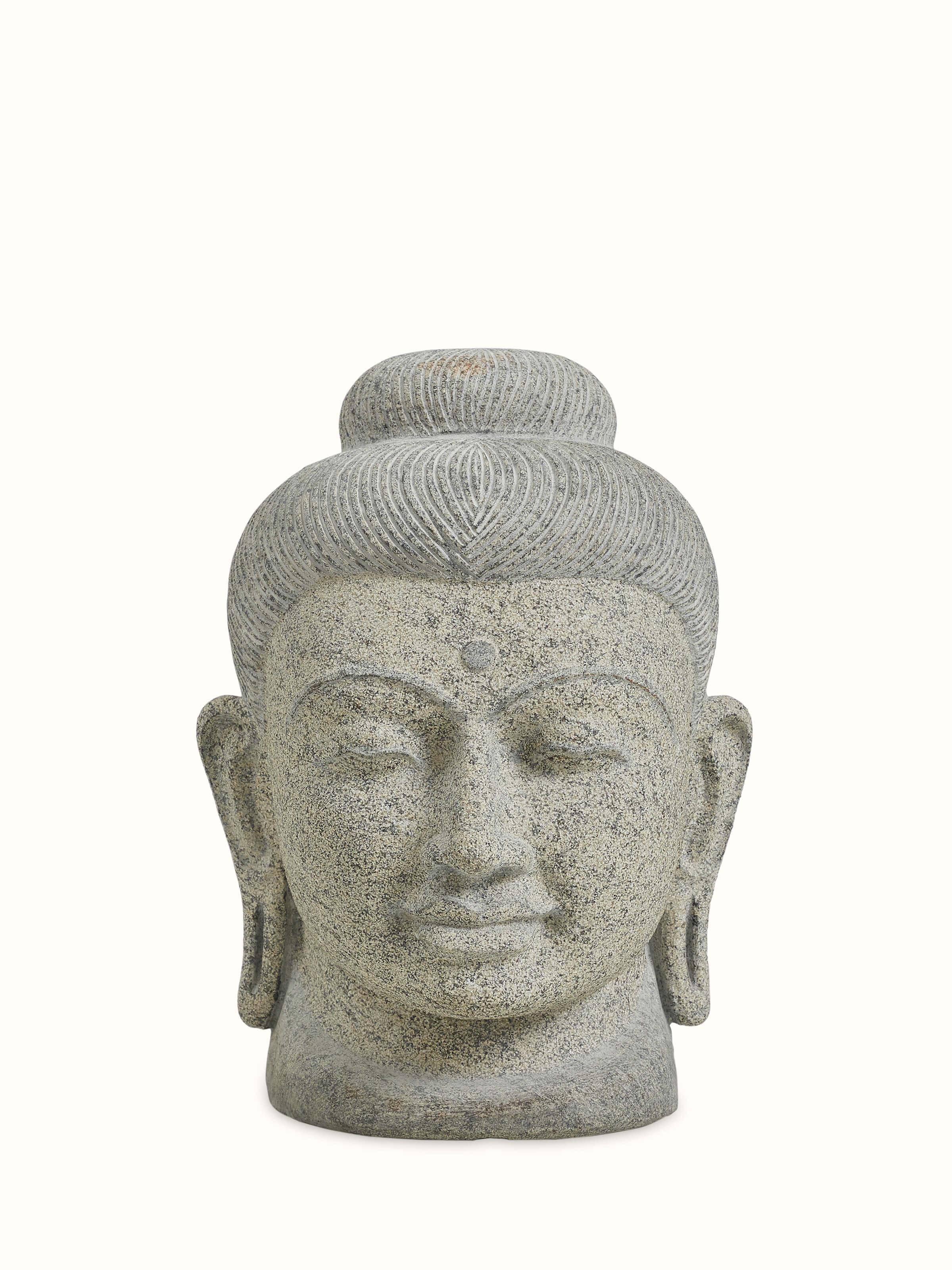Stone Carved Buddha Head Sculpture