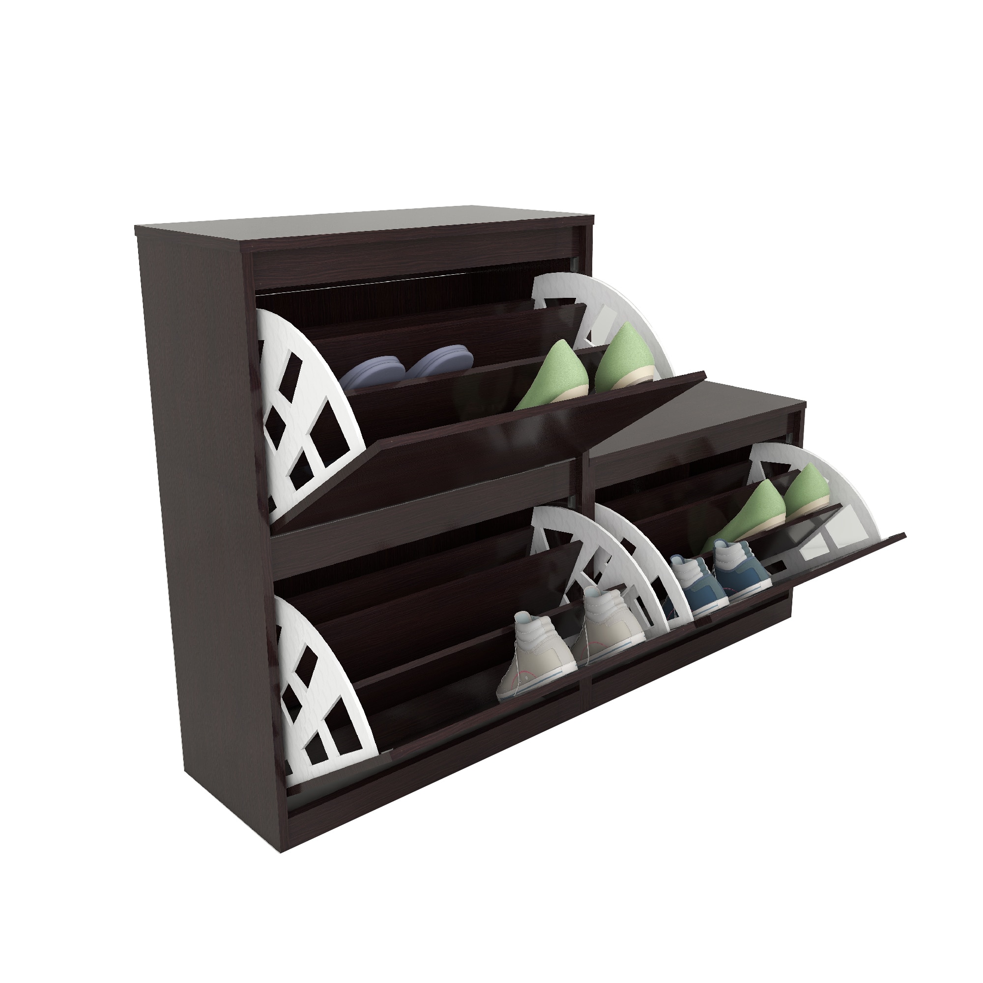 Kamiya Engineered Wood Shoe Rack In Columbian Walnut Finish