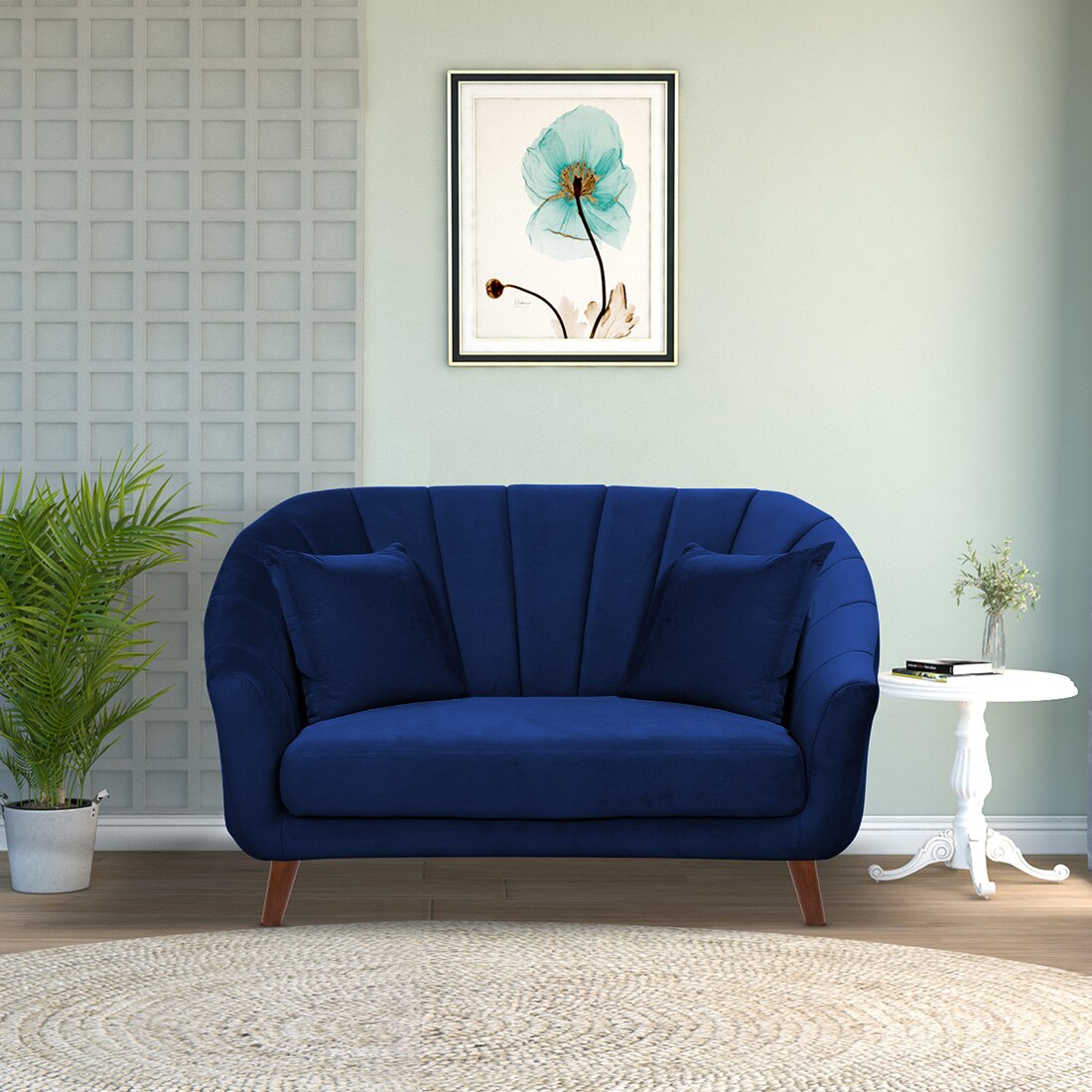 Nilo Velvet 2 Seater Sofa in Navy Blue Colour
