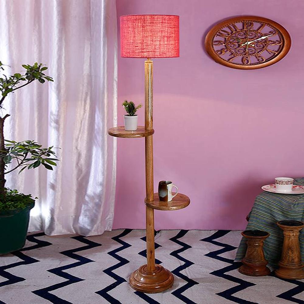 Ivana Pink Cotton Shade Floor Lamp - Devansh