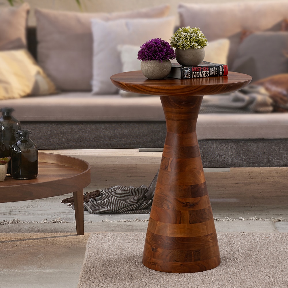 Metalsmith Elegant Side Table – Solid Wood, Natural Finish - Metalsmith