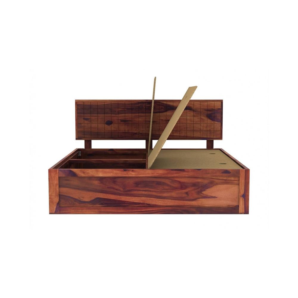Esra Sheesham Wood King Size Bed Box Storage Provincial Teak Finish (72 x 78 inches)