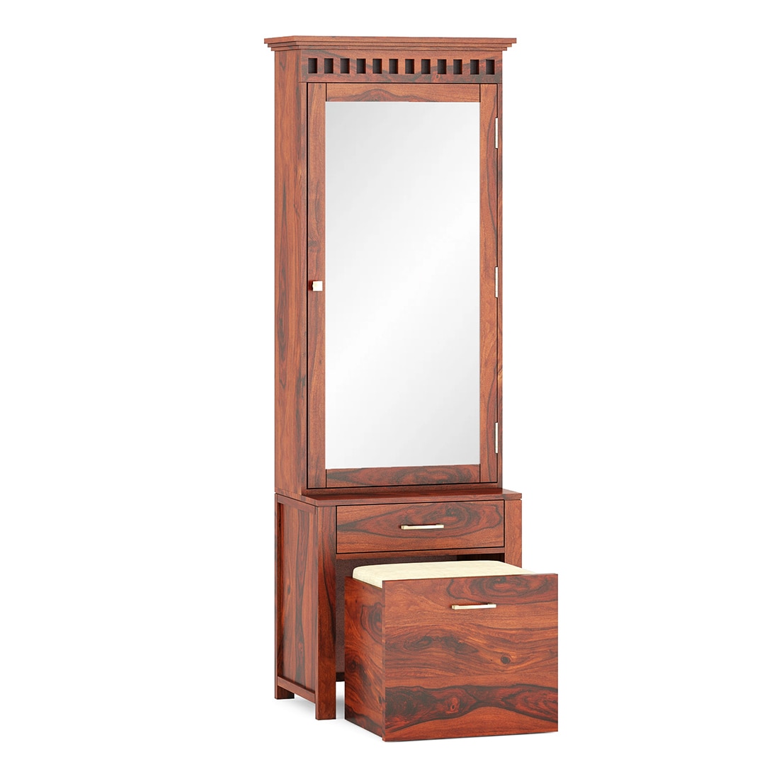 Fidora Dressing Table With Stool In Honey Finish