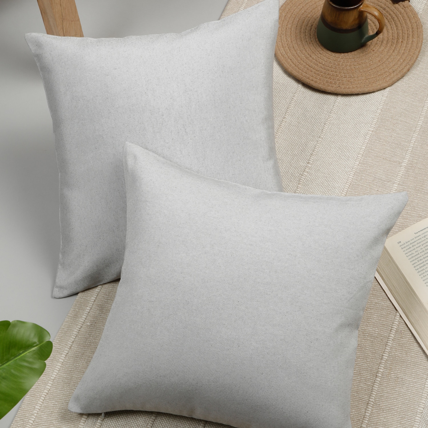 Set Of 2 Solid Square Cushion Covers