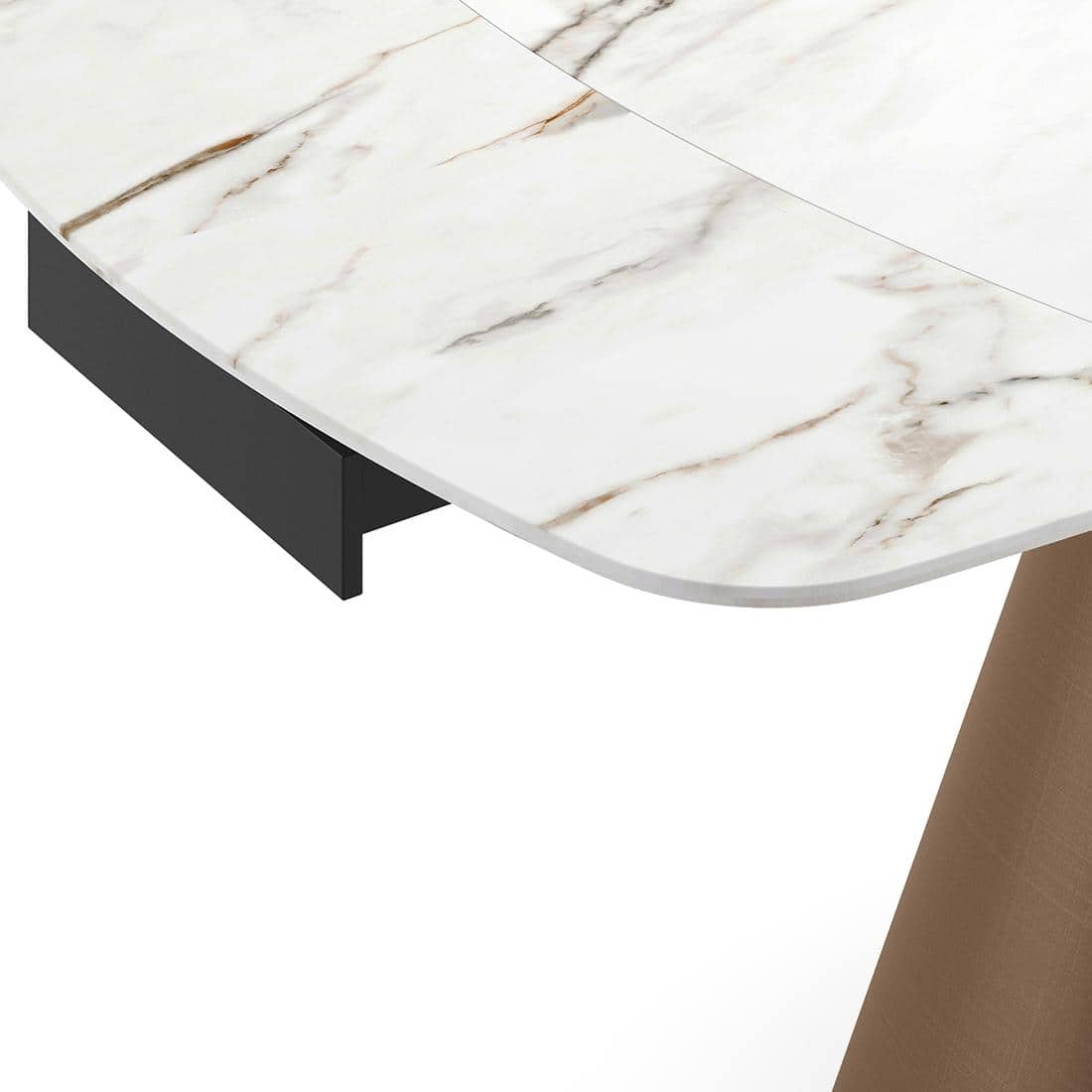 Aeris Ceramic 6 to 8 Seater Extendable Dining Table in Gilded White Finish