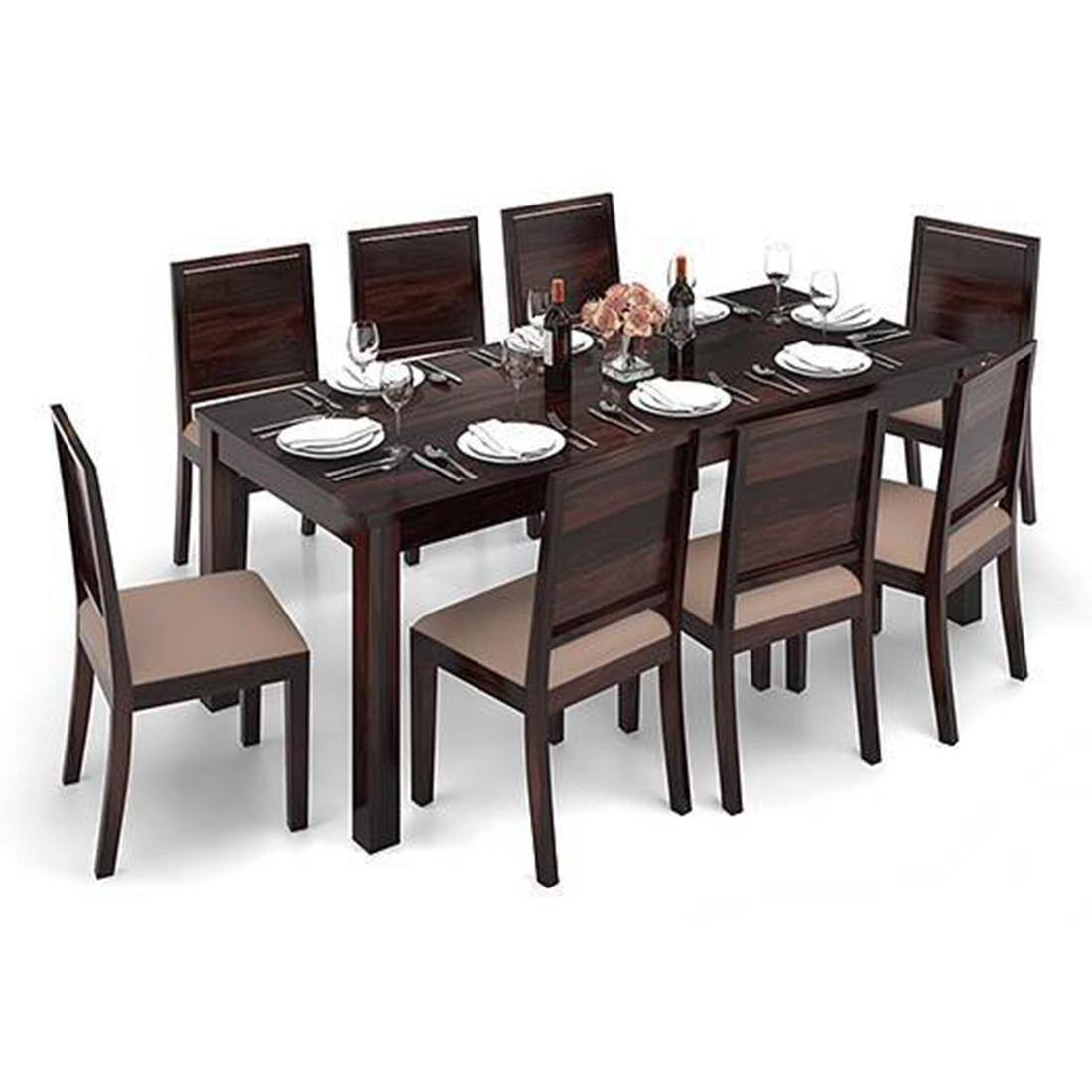 Arabia Xxl - Oribi 8 Seater Dining Table Set (Colour- Wheat Brown , Finish- Mahogany)