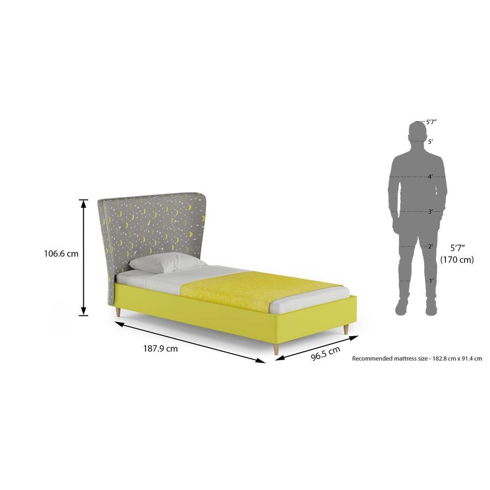 Doodle Engineered Wood Bed in Yellow Colour