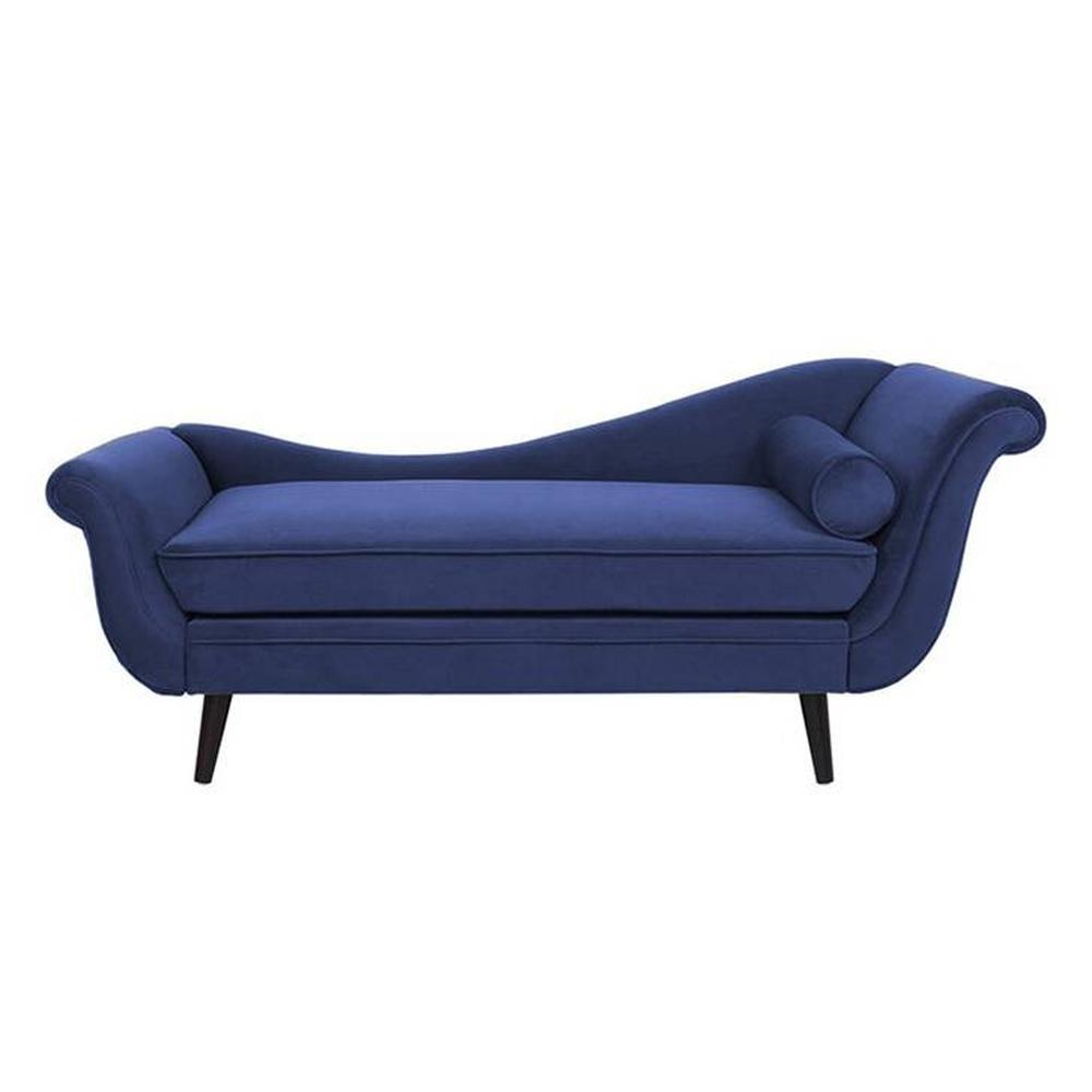 Kabera Velvet Chaise Lounger in Navy Blue Colour